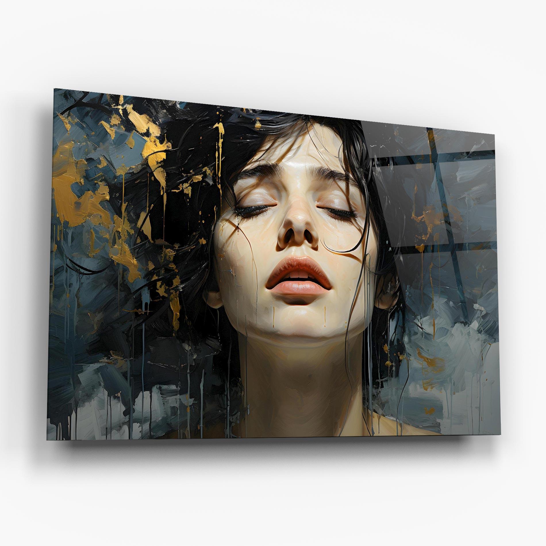 Tablou Sticla Close Up Closed Eyes mockup 6