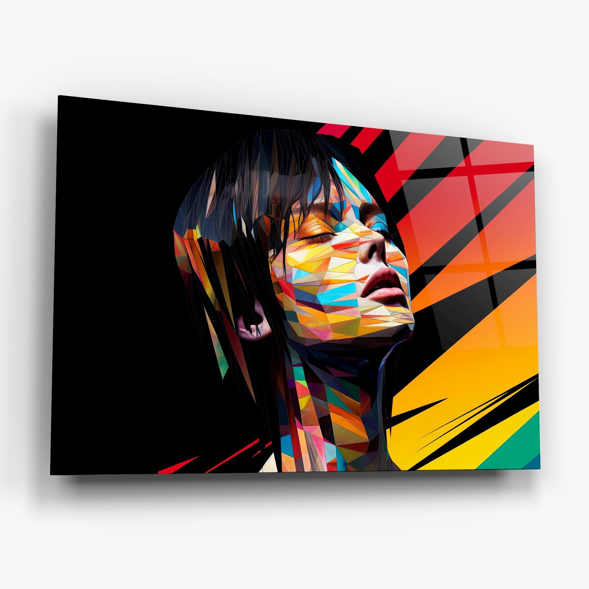 Tablou Sticla Glitchy Woman mockup 6
