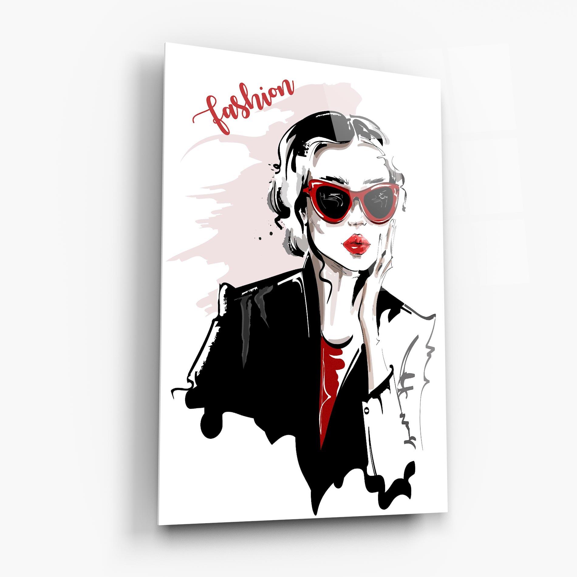 Tablou Sticla Fashion Red Glasses mockup 6