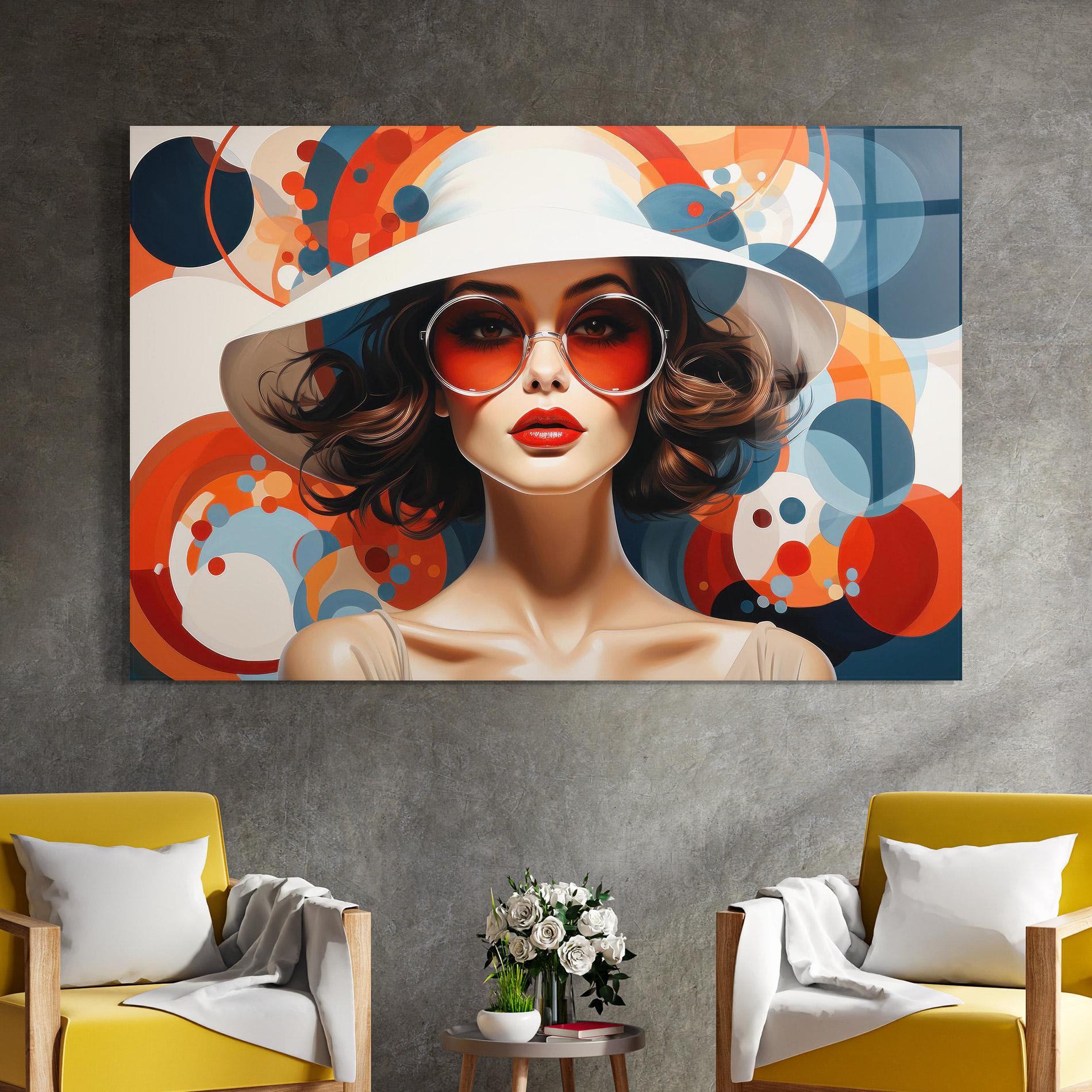 Tablou Sticla Big Glasses Woman mockup 4