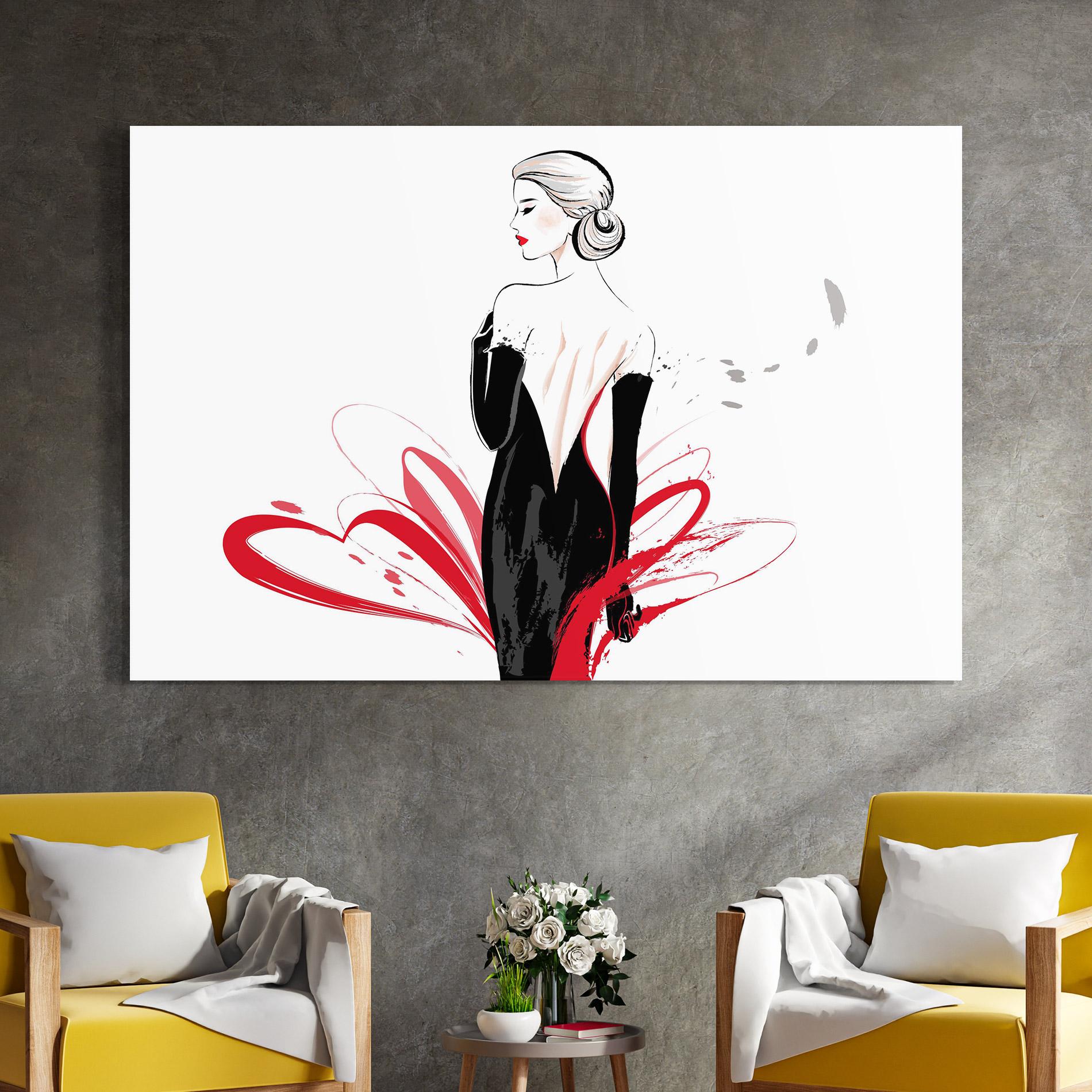 Tablou Sticla Black Red Dress mockup 4