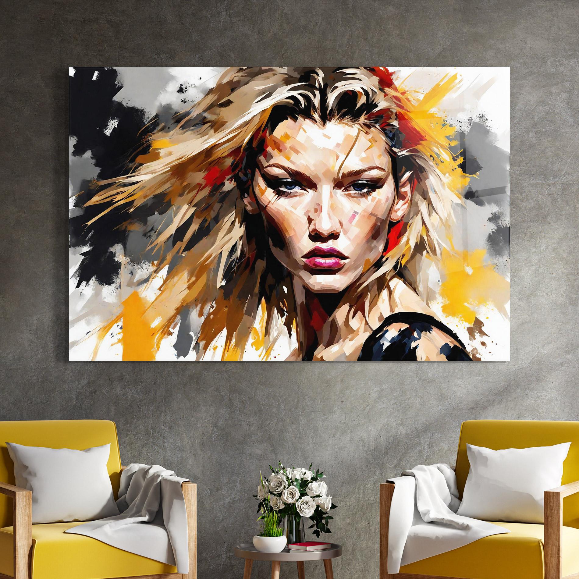 Tablou Sticla Blond Hair Splash mockup 4