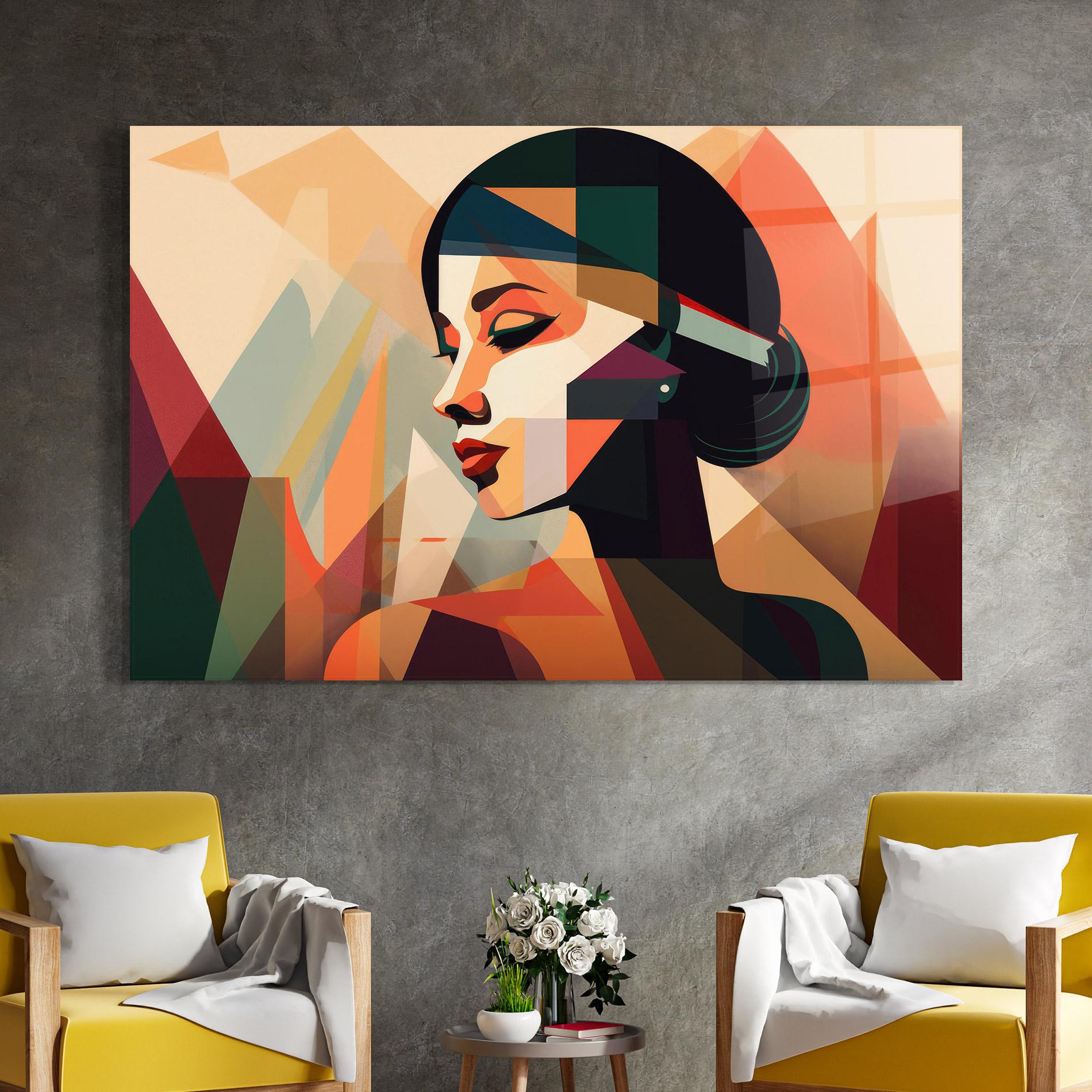 Tablou Sticla Bold Shapes Lines mockup 4