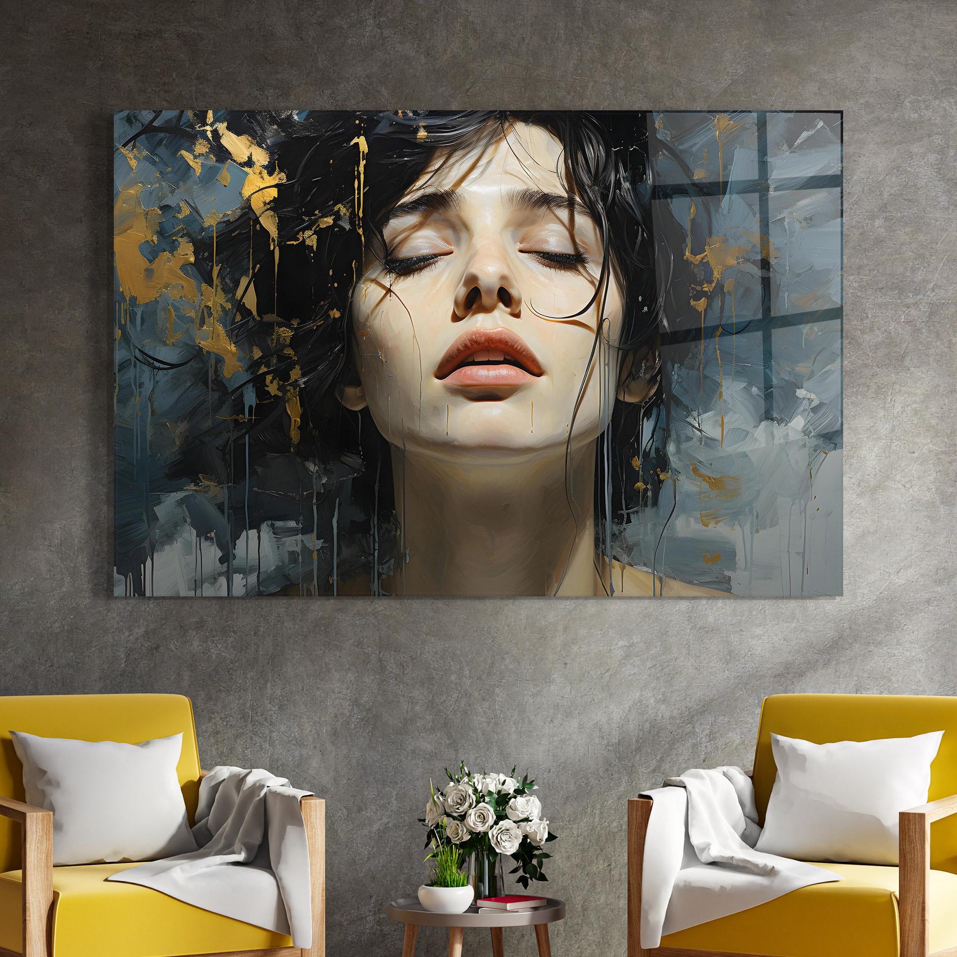 Tablou Sticla Close Up Closed Eyes mockup 4