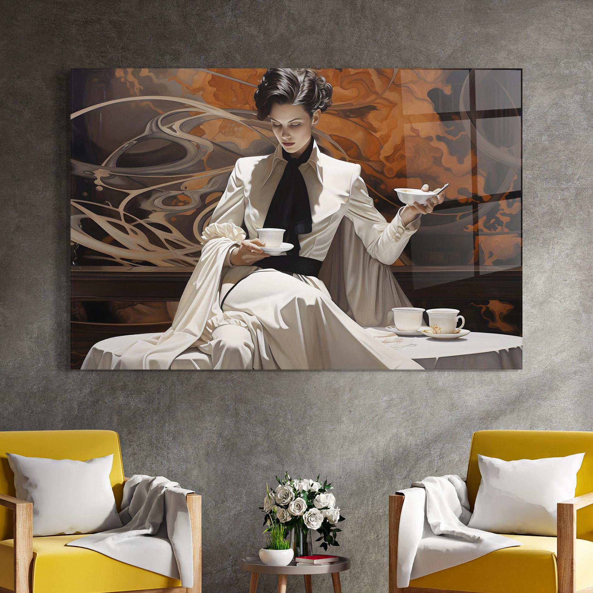 Tablou Sticla Coffee Woman mockup 4