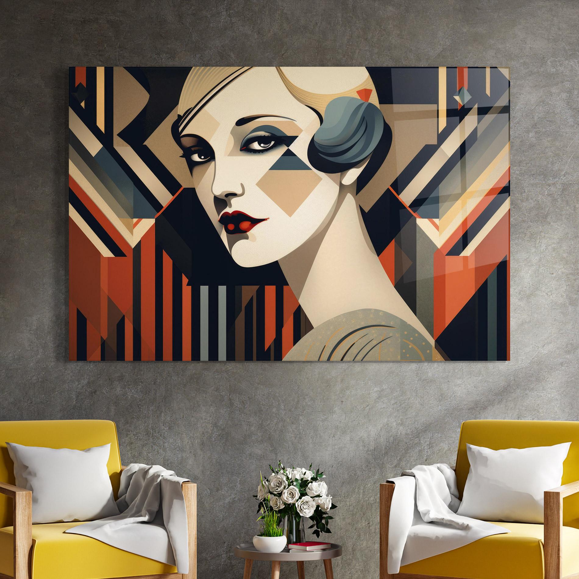 Tablou Sticla Elegant Portrait Woman mockup 4