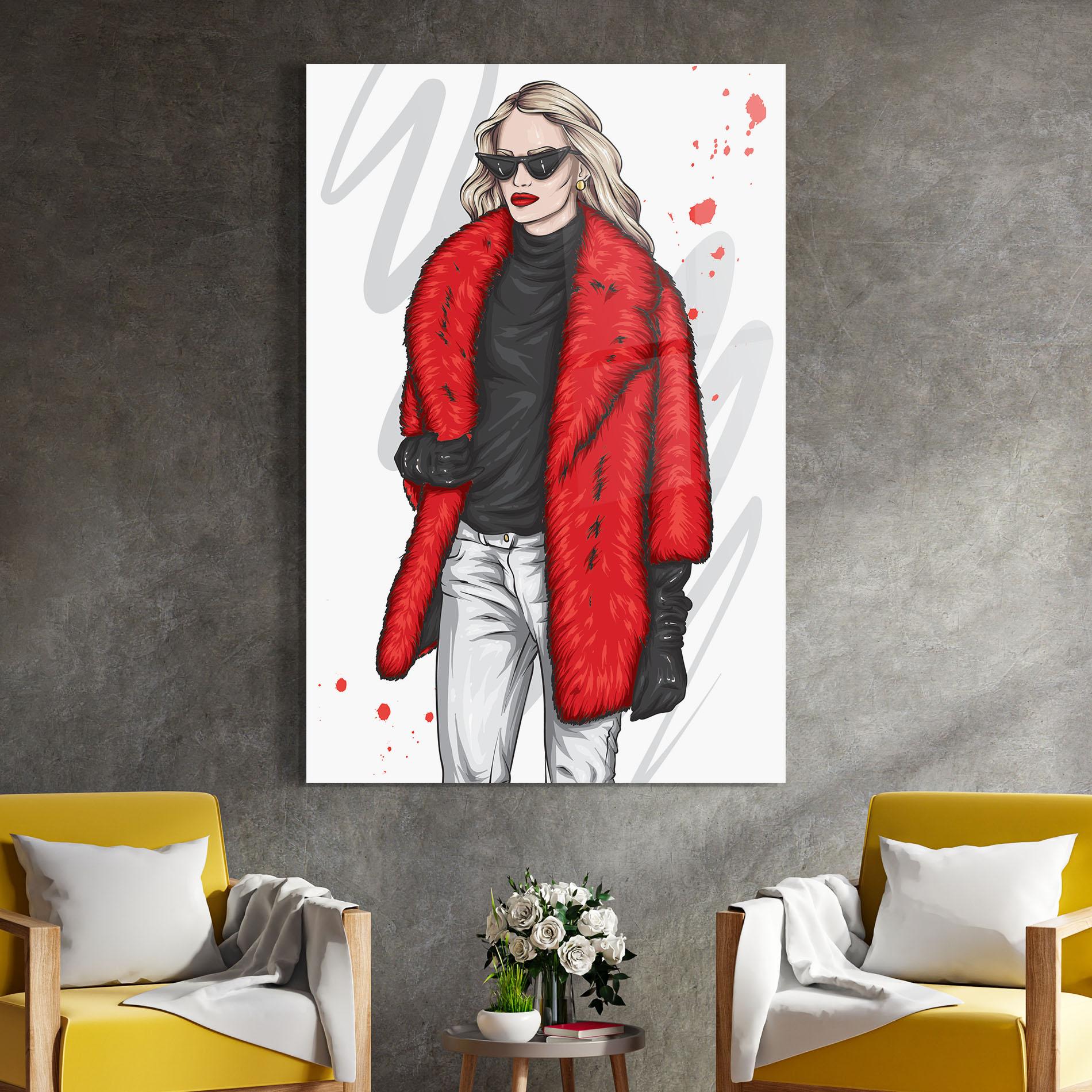 Tablou Sticla Black Blouse Woman mockup 4