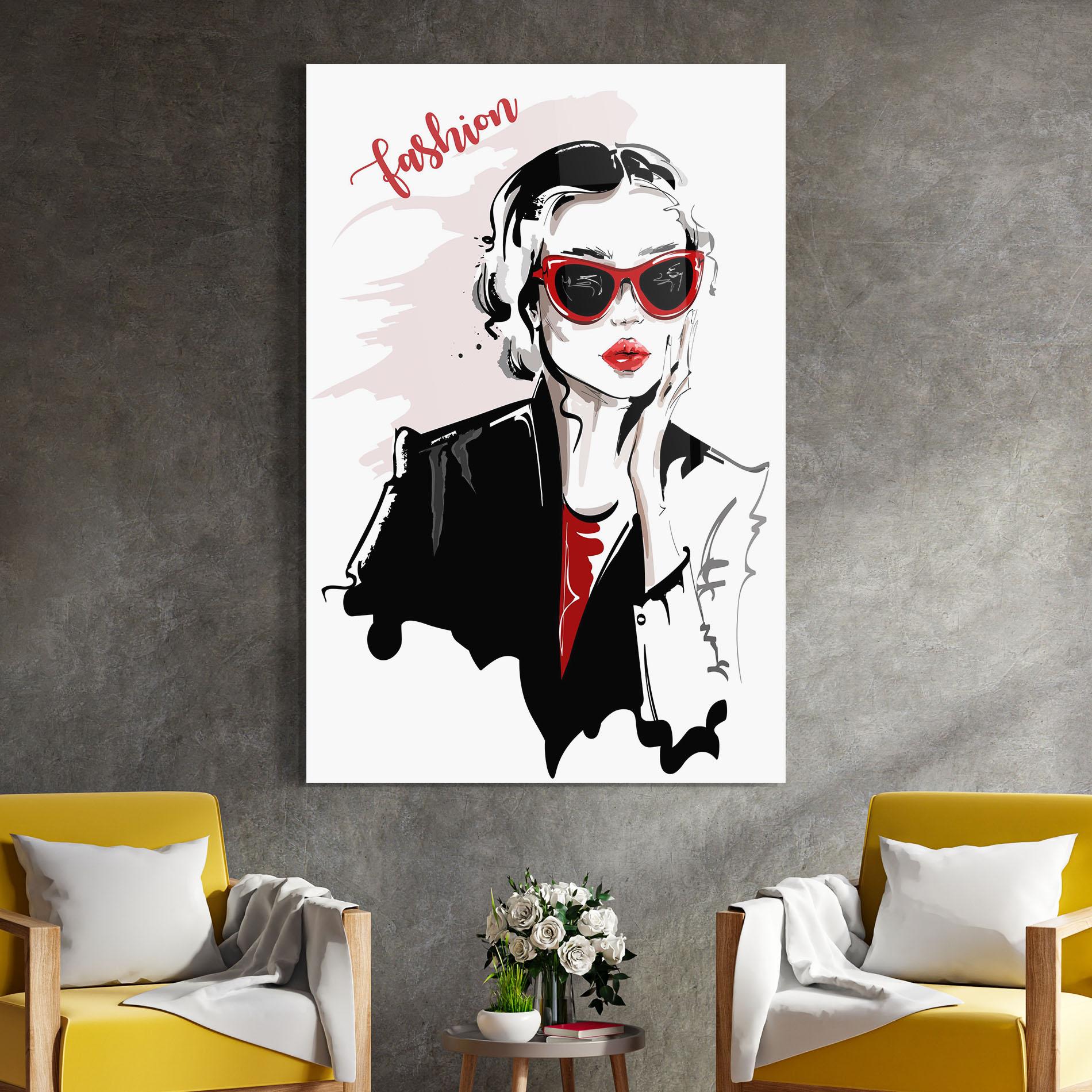 Tablou Sticla Fashion Red Glasses mockup 4