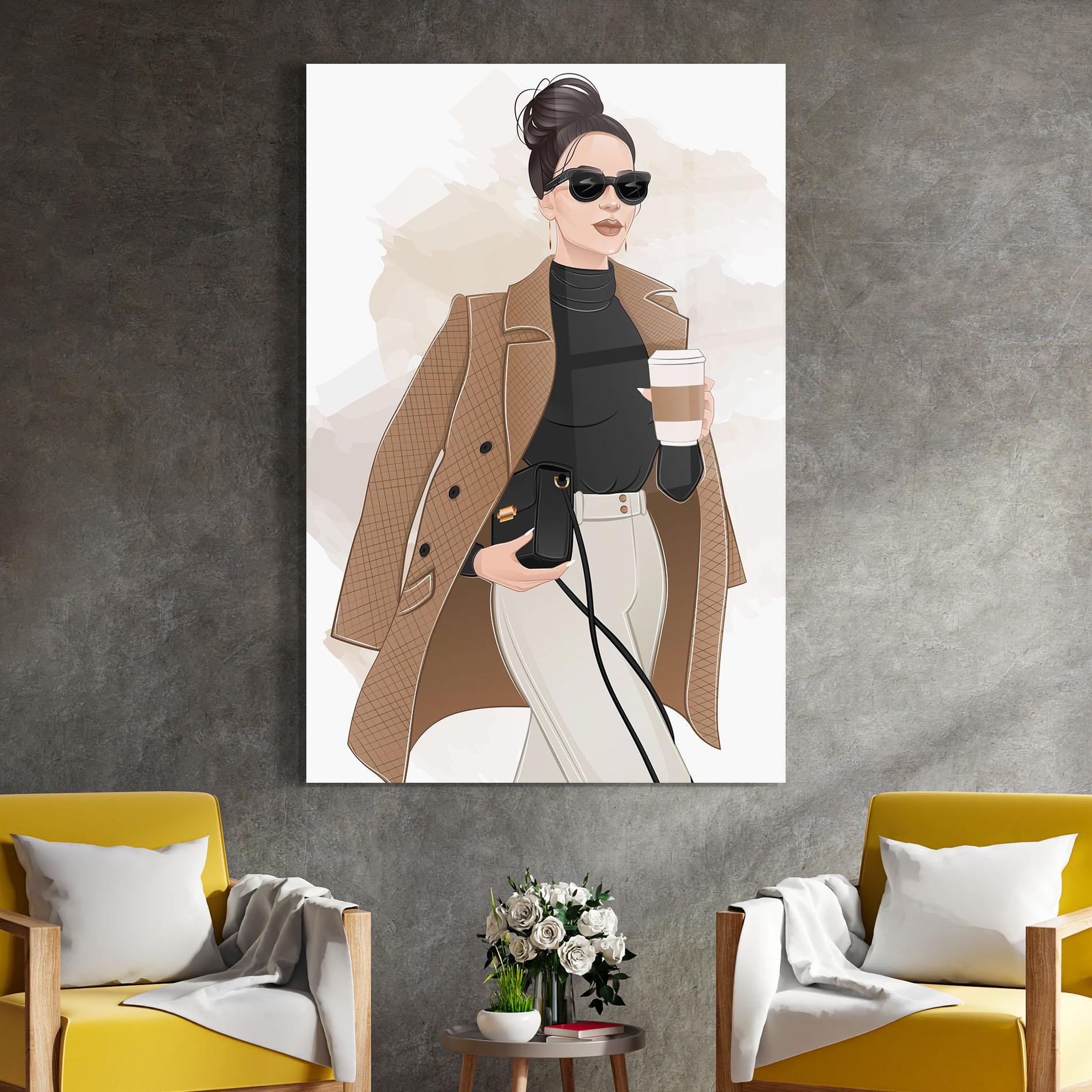 Tablou Sticla Modern Coffee Outfit mockup 4