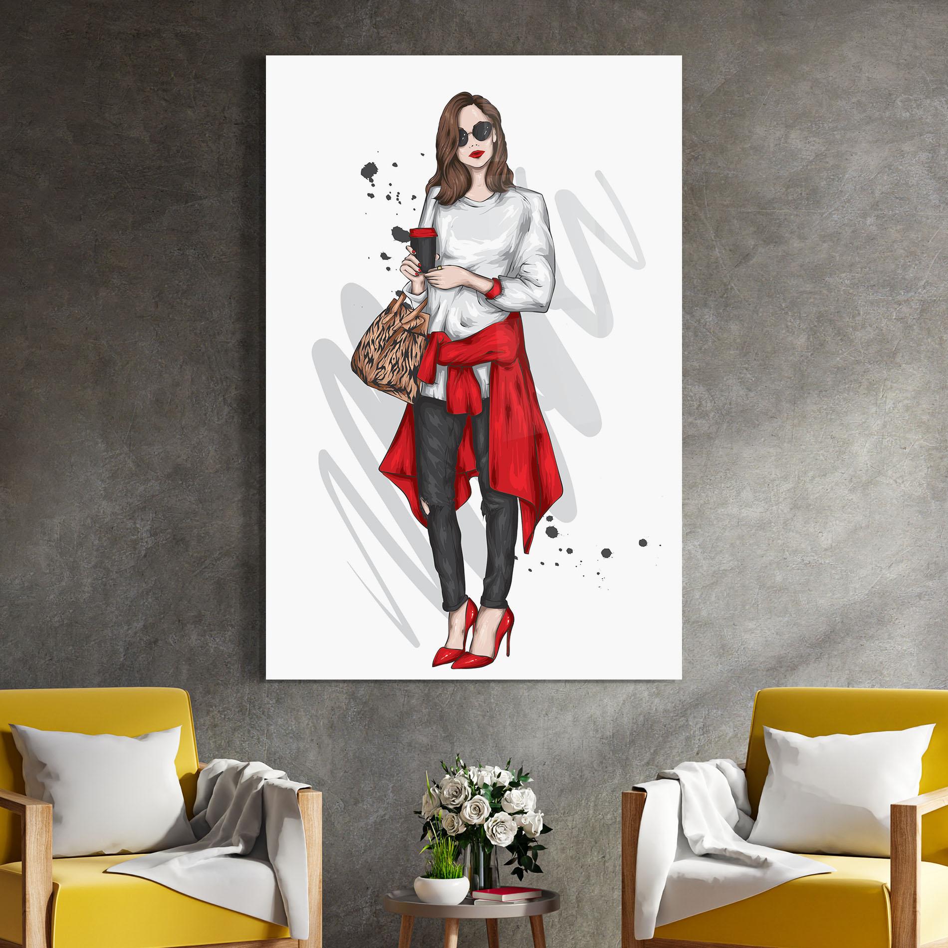 Tablou Sticla White Blouse Woman mockup 4