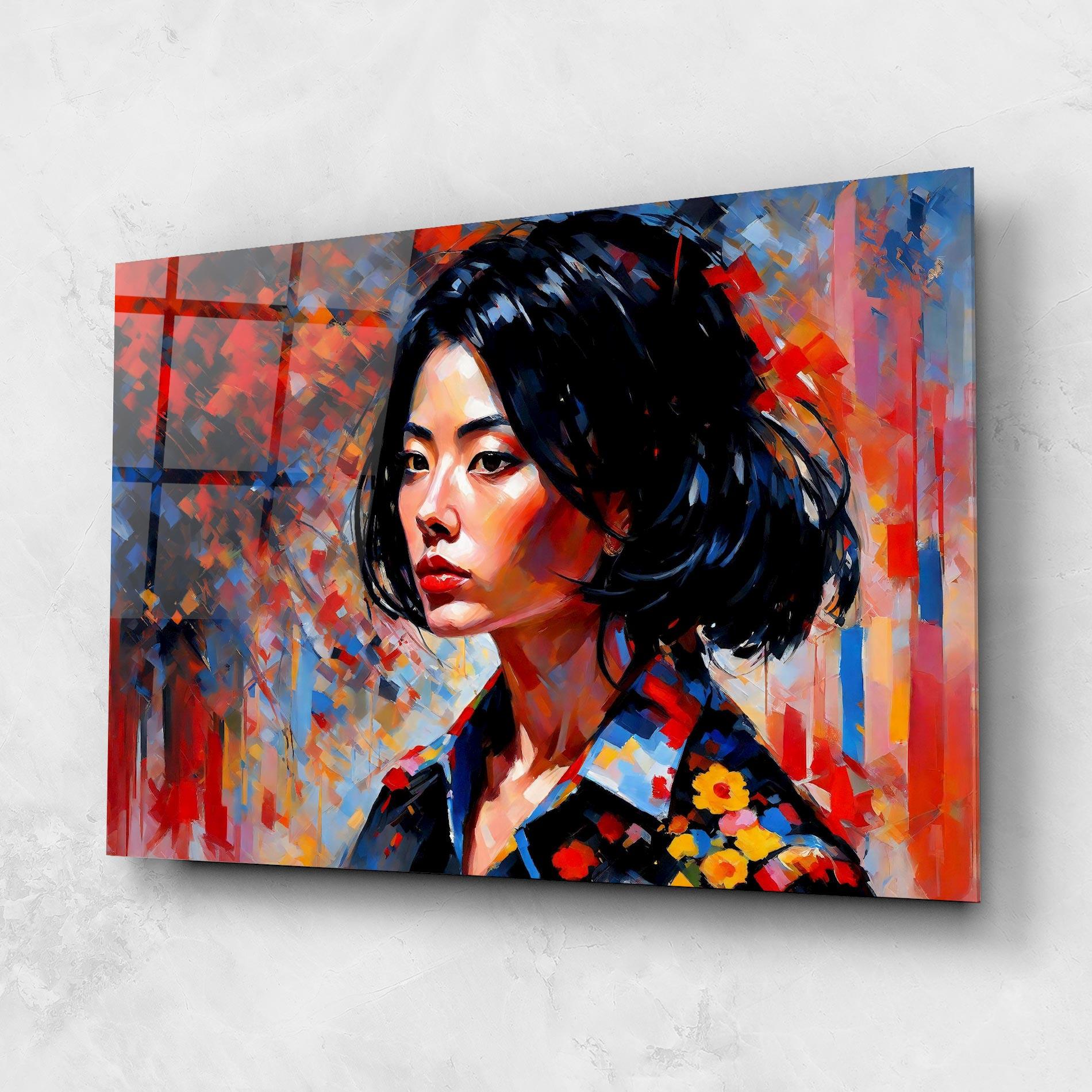 Tablou Sticla Beautiful Asian Woman mockup 1