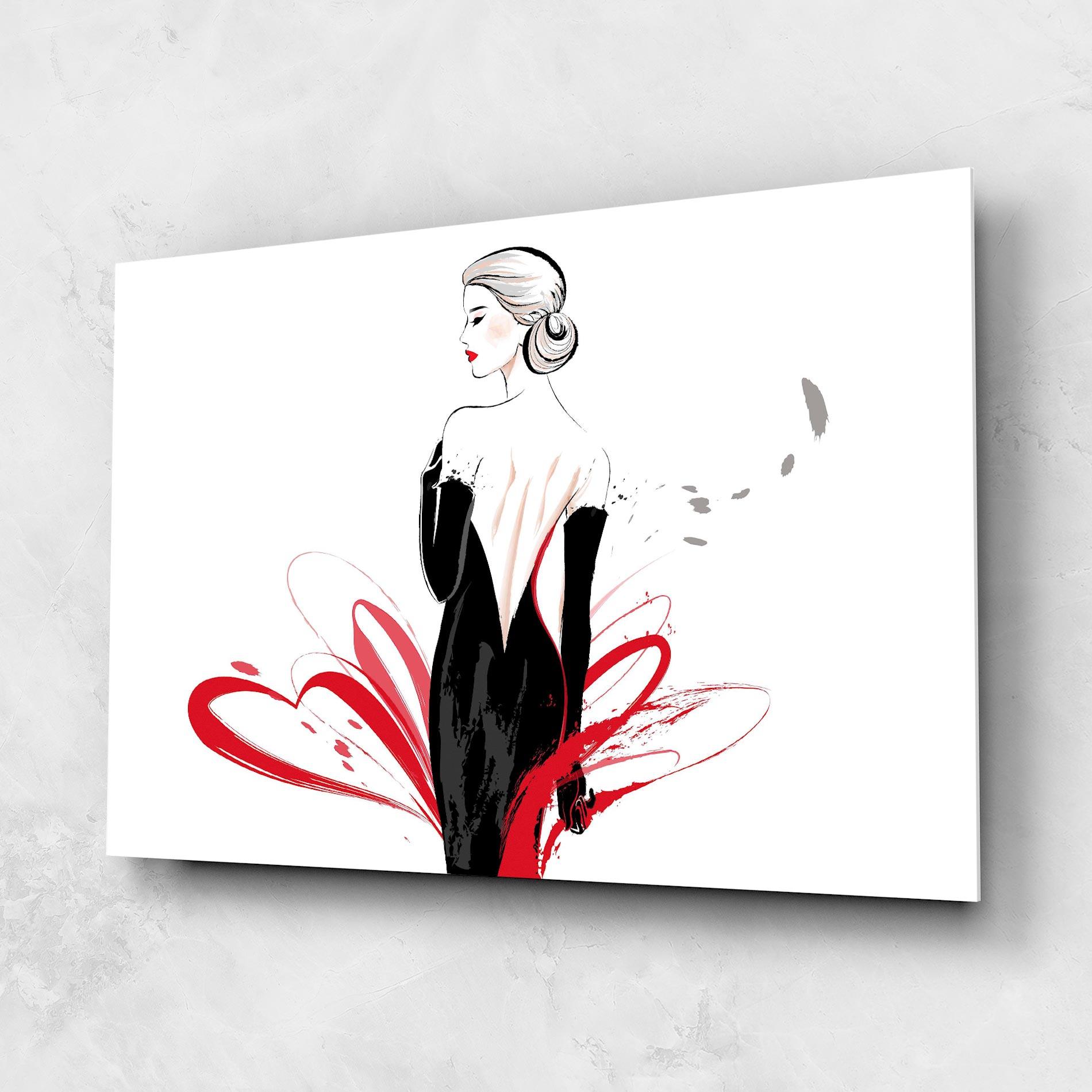 Tablou Sticla Black Red Dress mockup 1