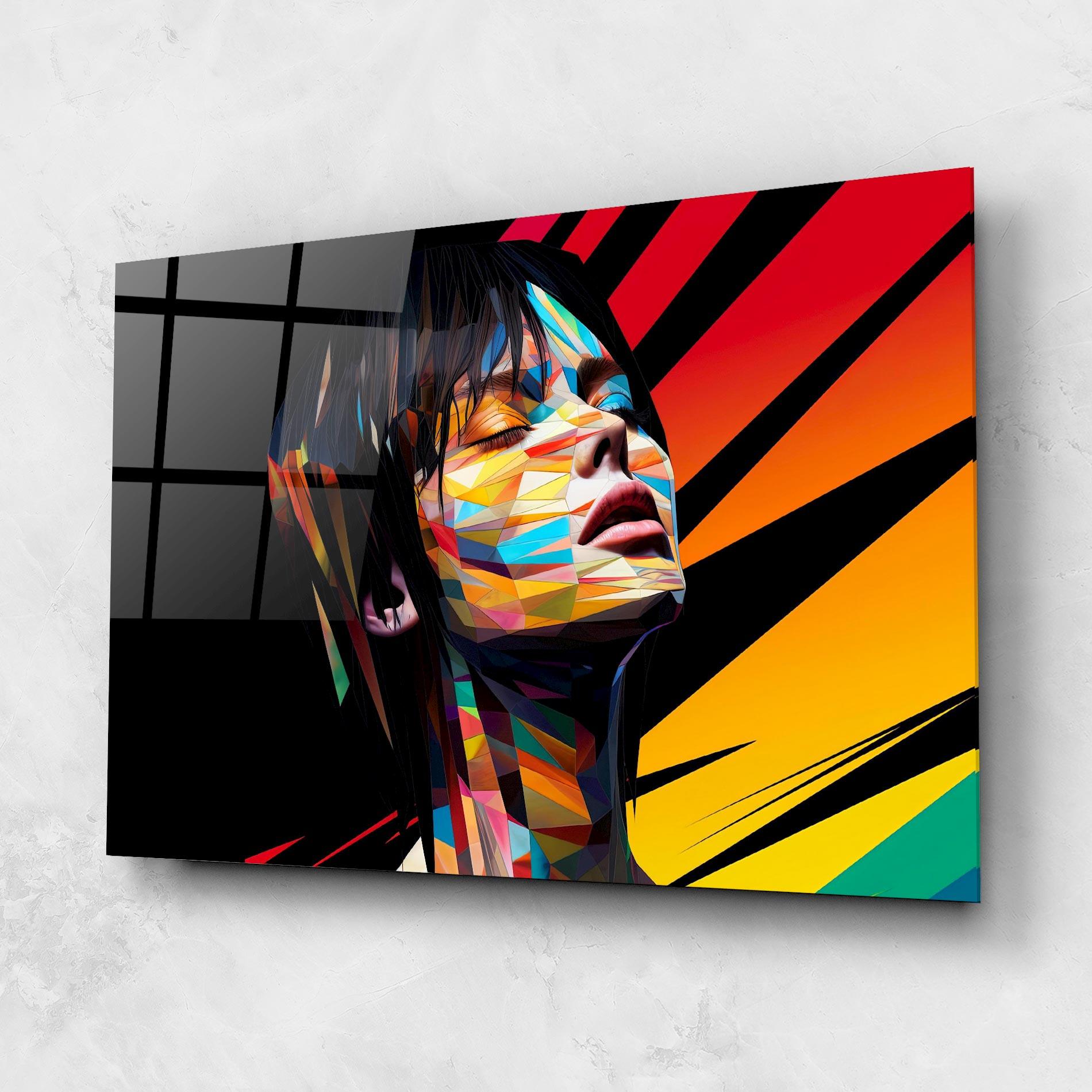 Tablou Sticla Glitchy Woman mockup 1