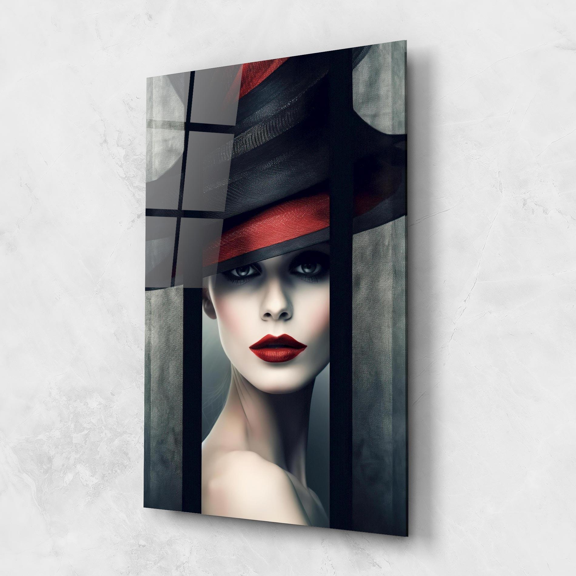 Tablou Sticla Big Red Black Hat mockup 1