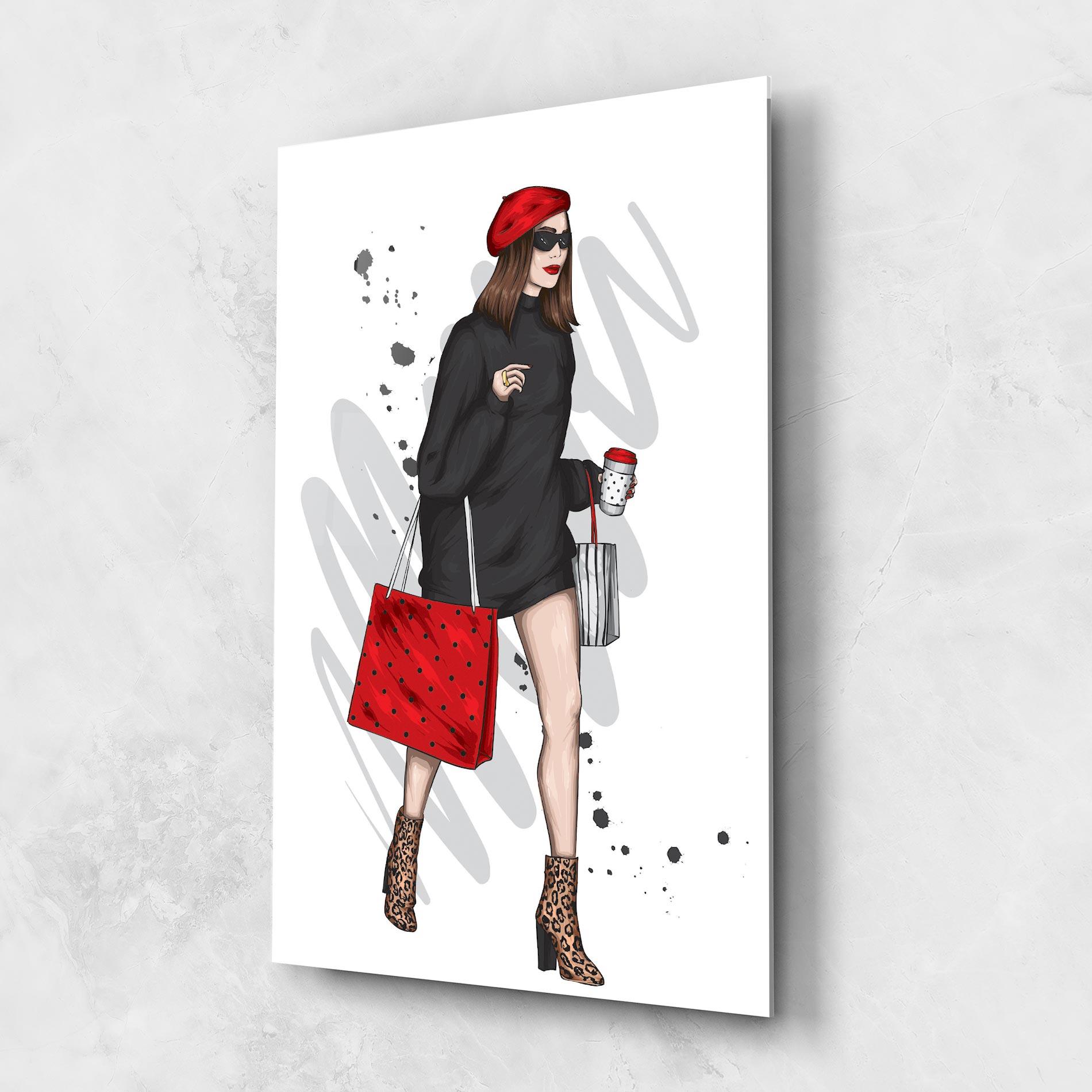 Tablou Sticla Black Red Outfit mockup 1