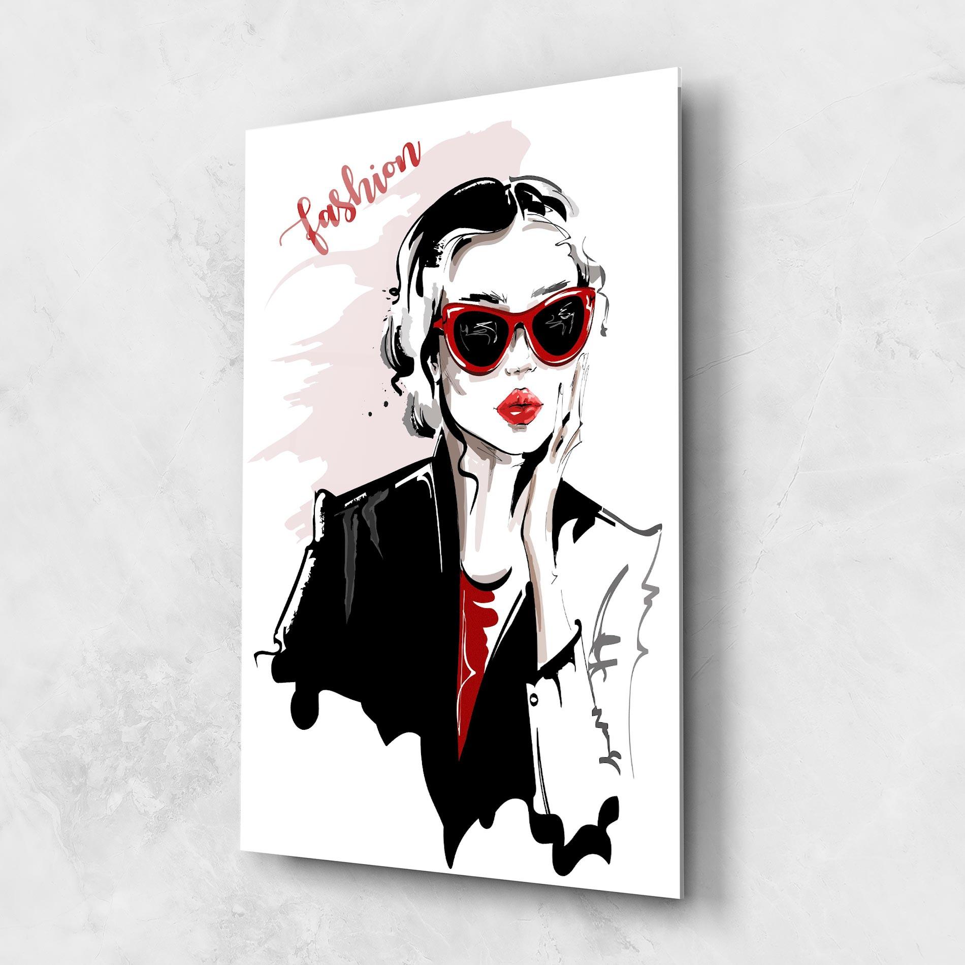 Tablou Sticla Fashion Red Glasses mockup 1