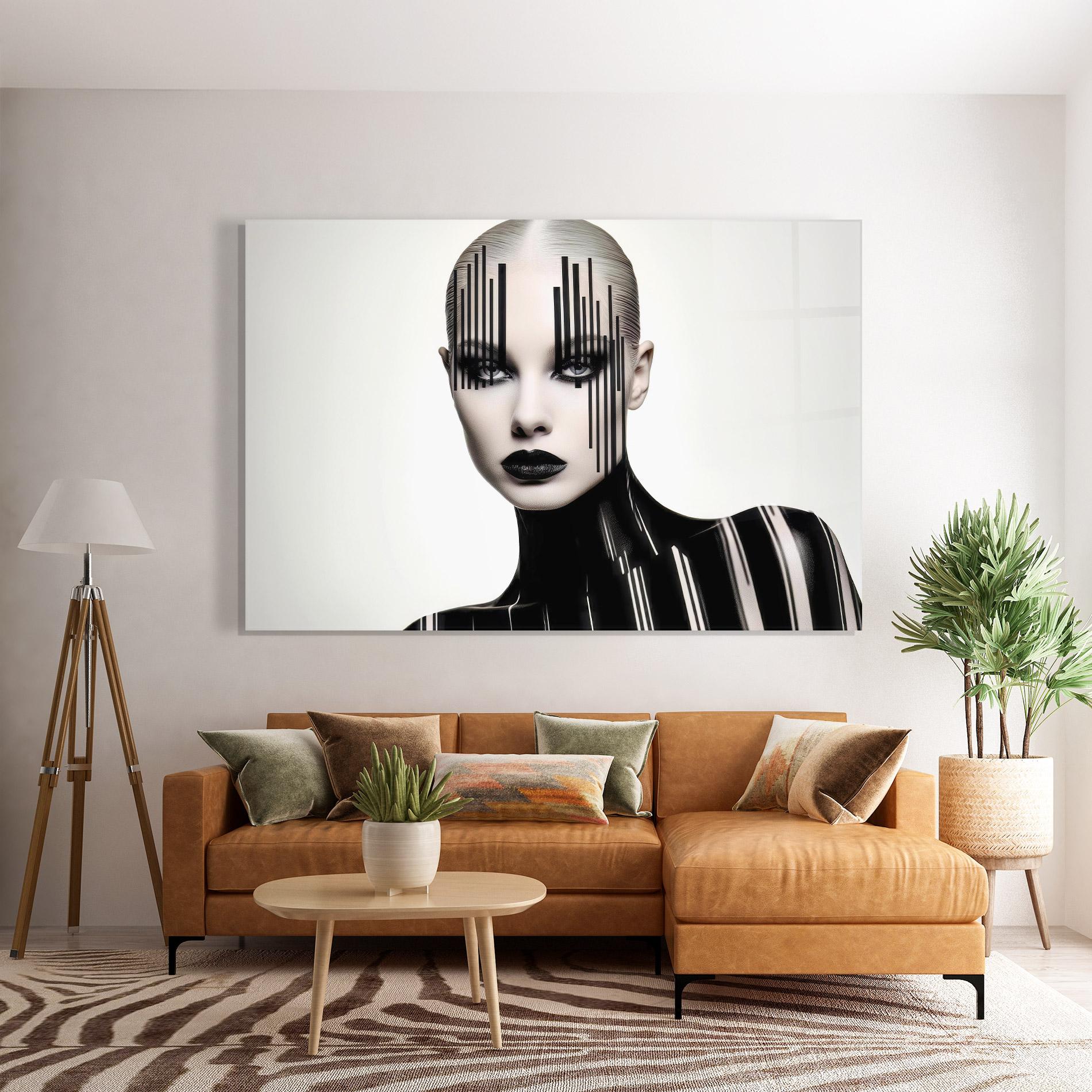 Tablou Sticla Black Lips And Outfit mockup 7