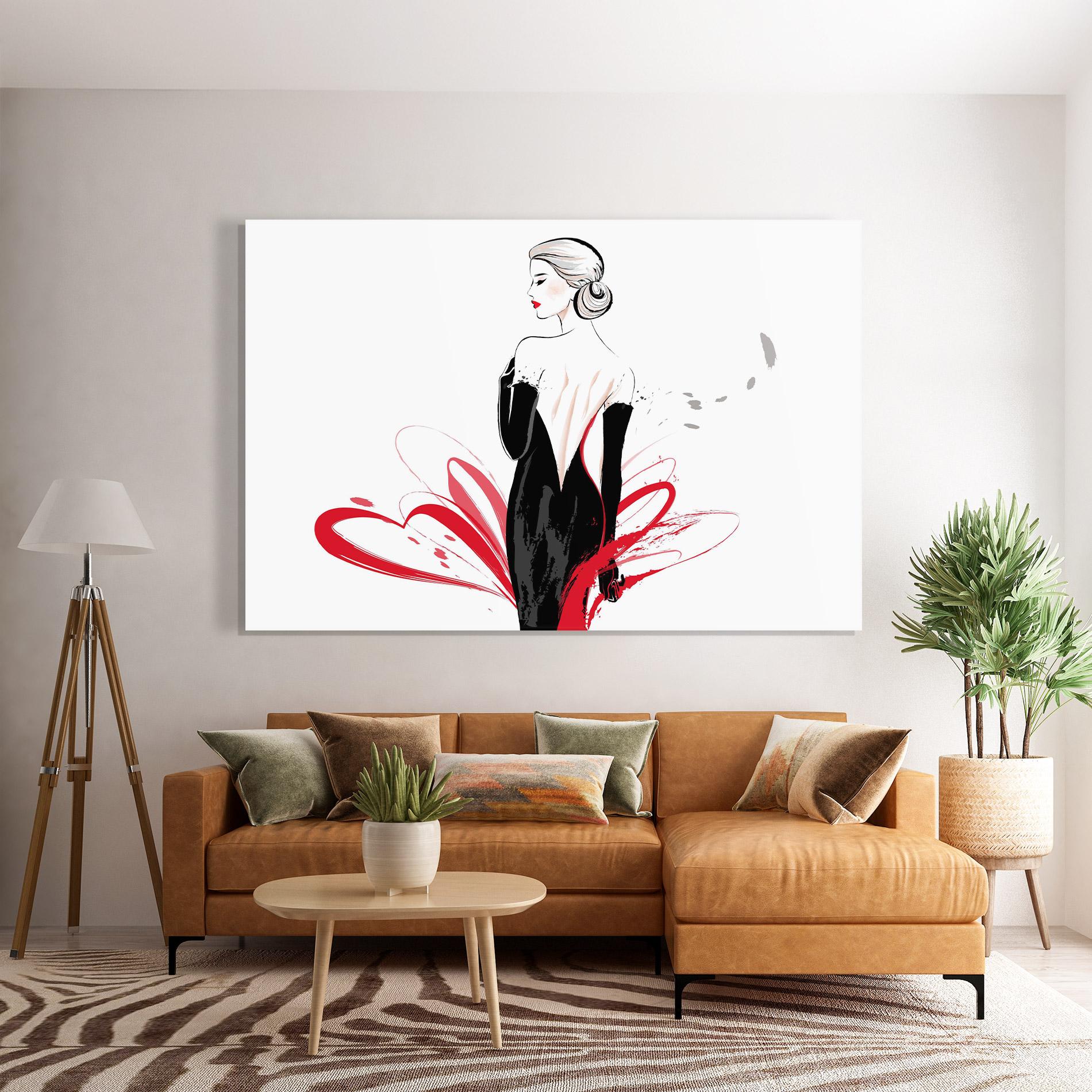 Tablou Sticla Black Red Dress mockup 7