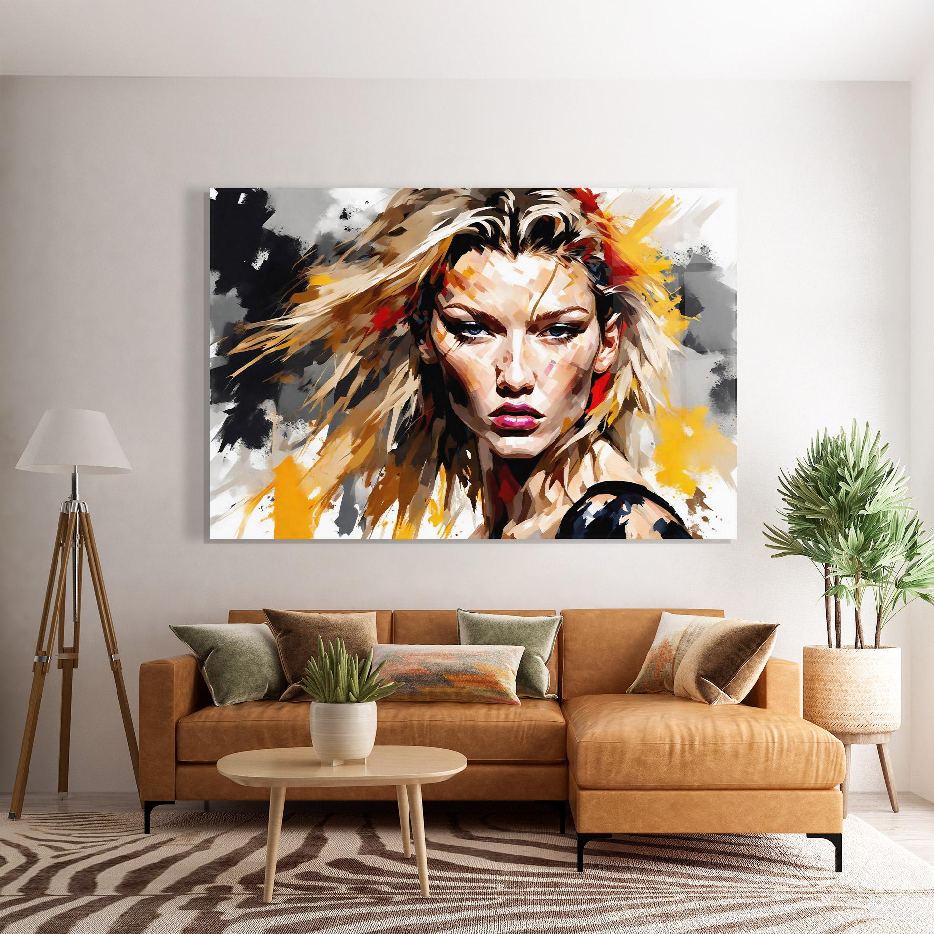 Tablou Sticla Blond Hair Splash mockup 7