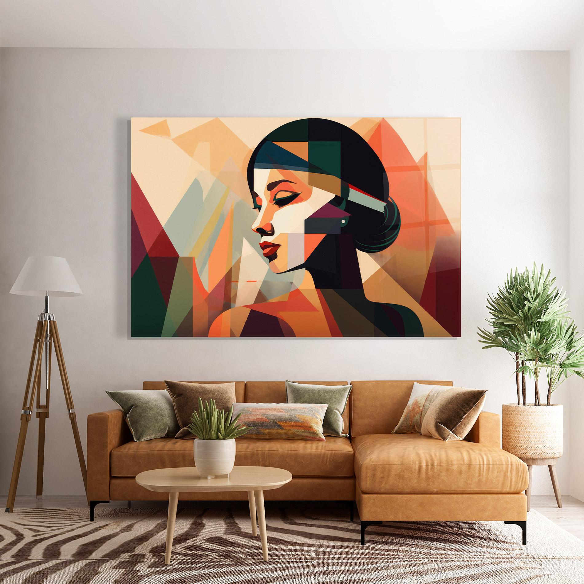 Tablou Sticla Bold Shapes Lines mockup 7