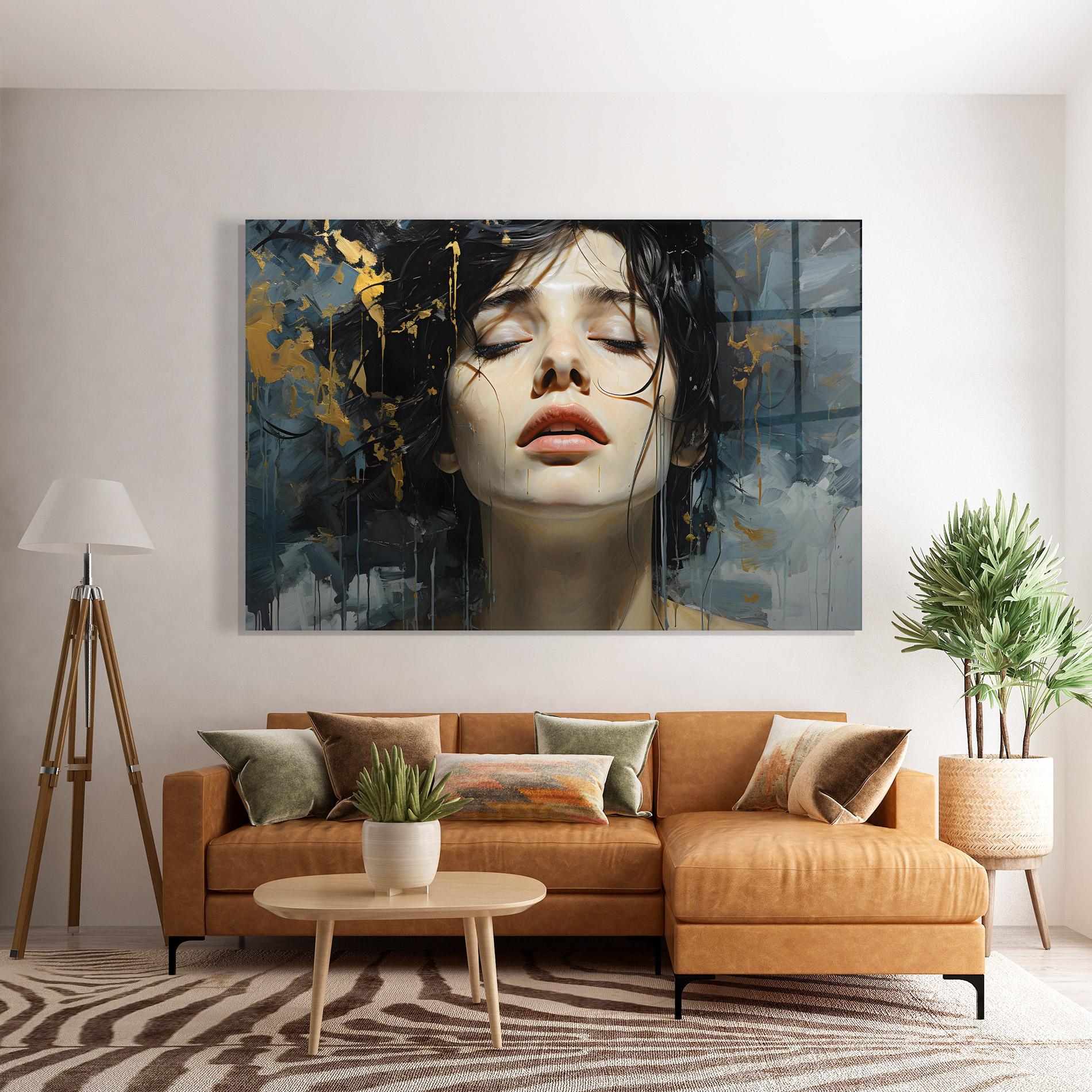 Tablou Sticla Close Up Closed Eyes mockup 7