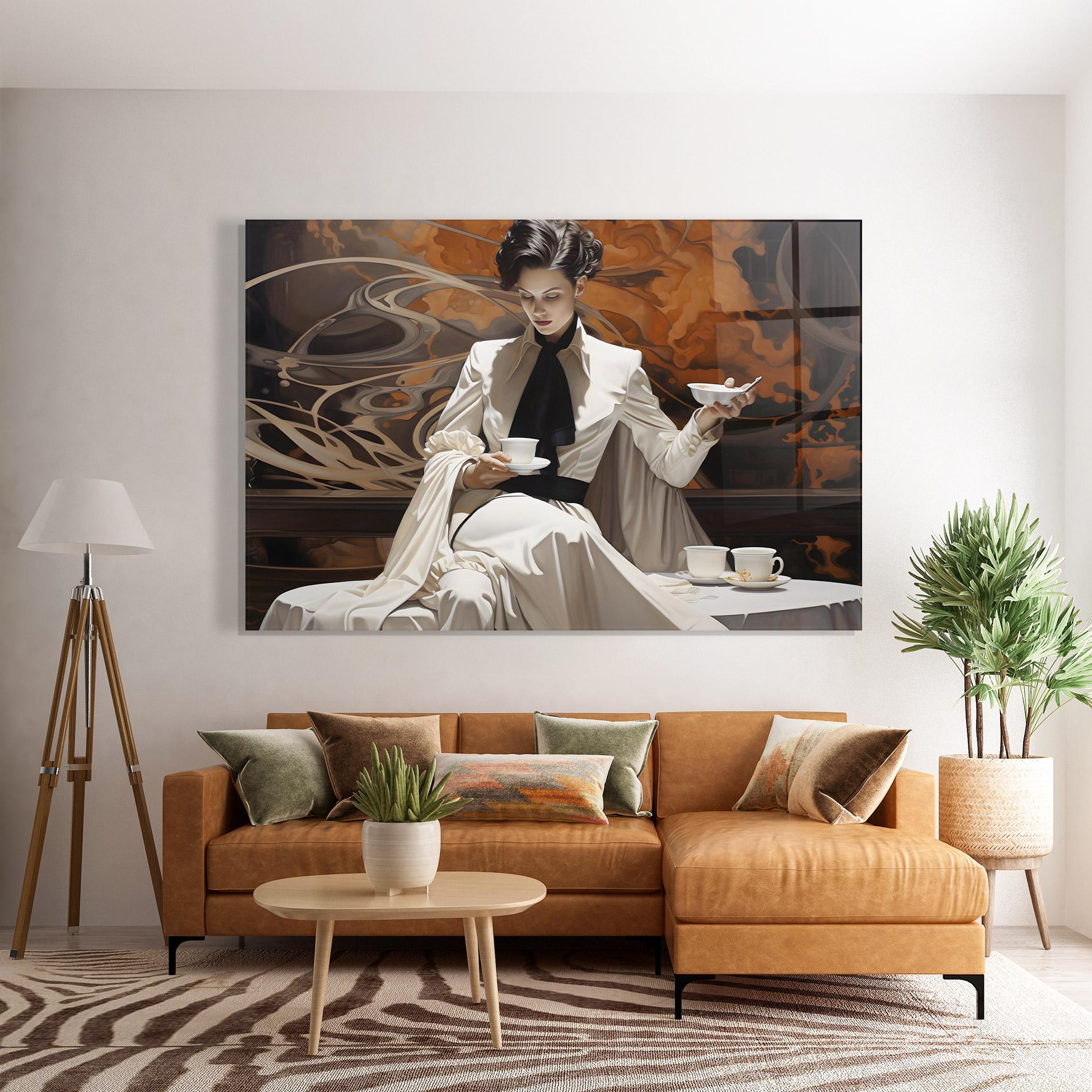 Tablou Sticla Coffee Woman mockup 7