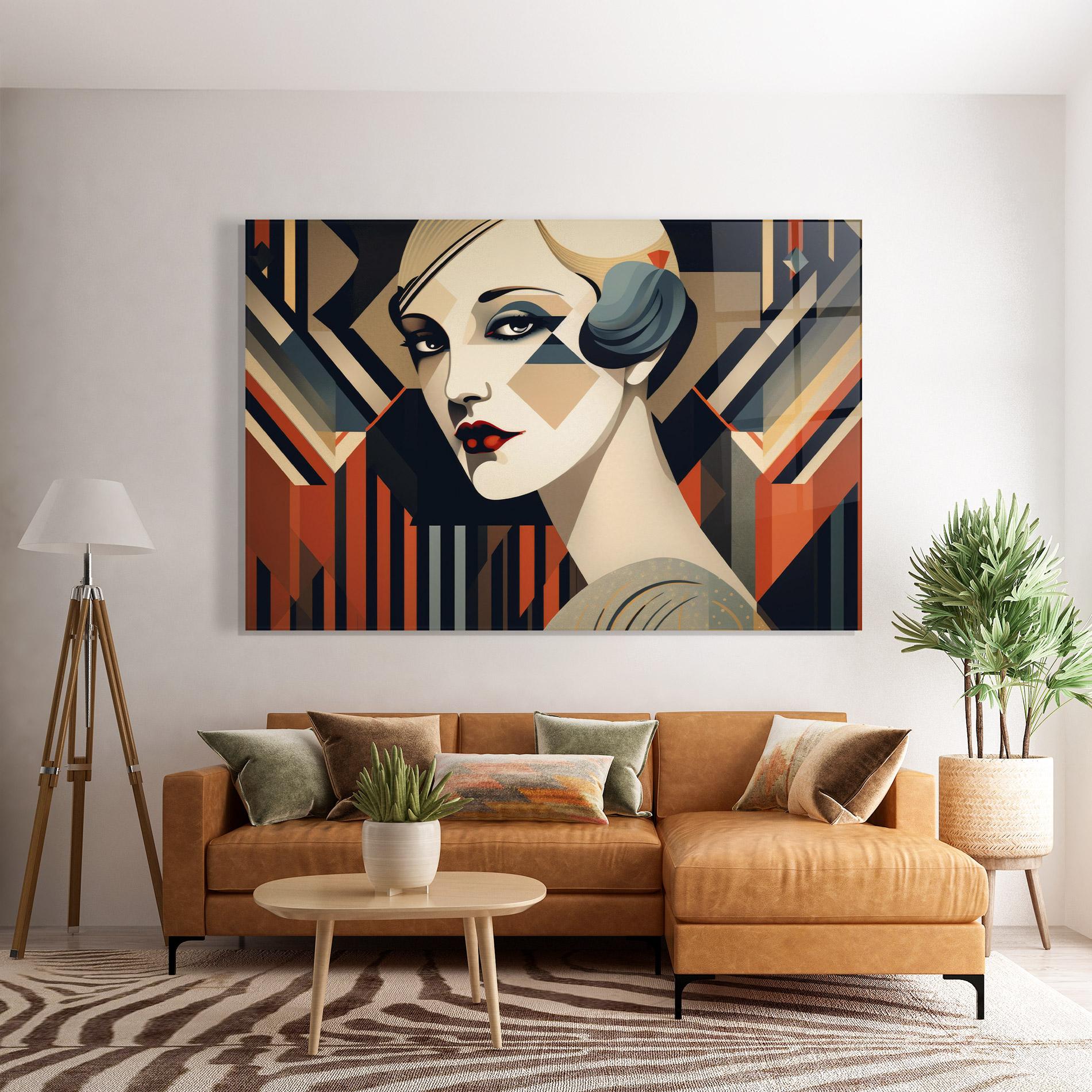 Tablou Sticla Elegant Portrait Woman mockup 7