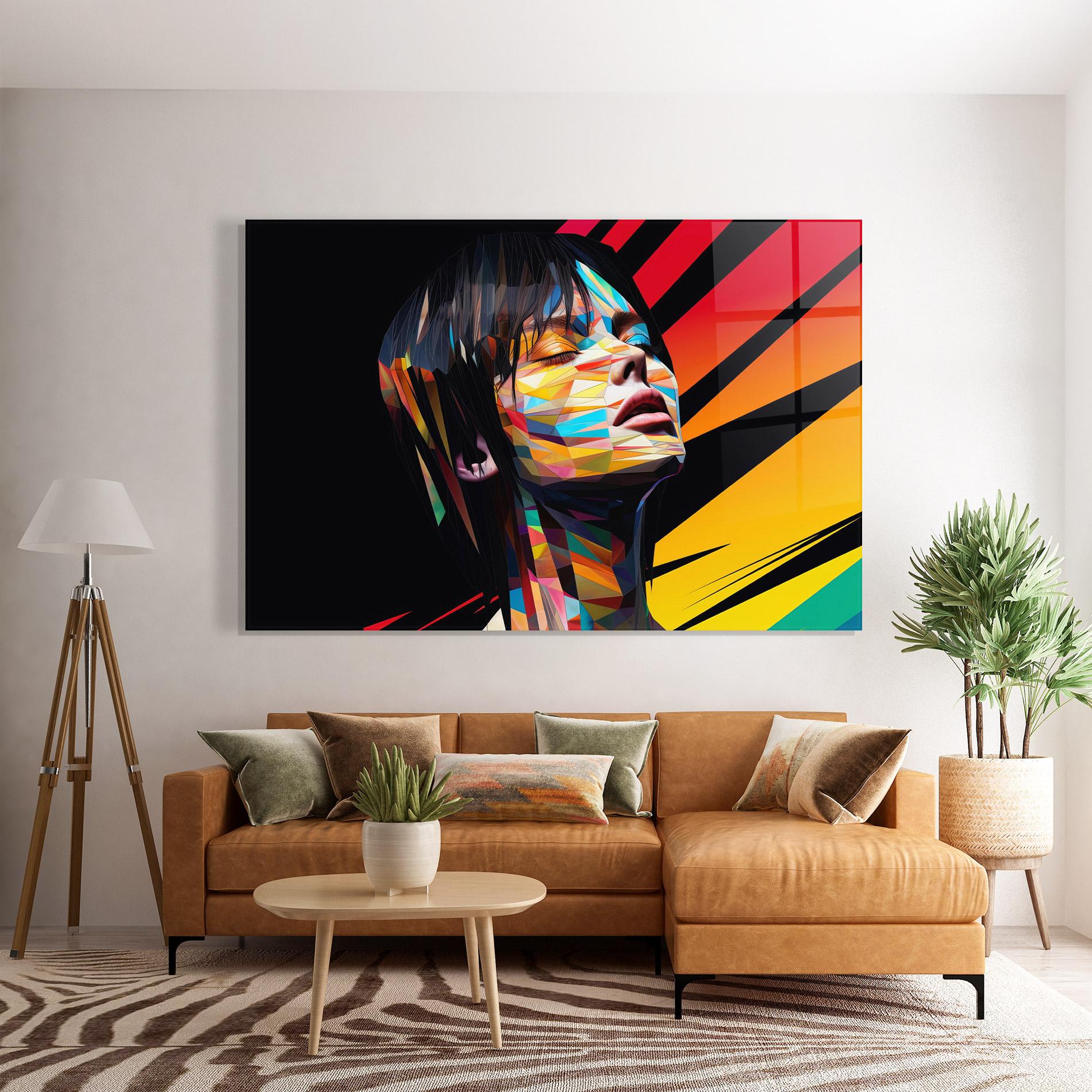 Tablou Sticla Glitchy Woman mockup 7