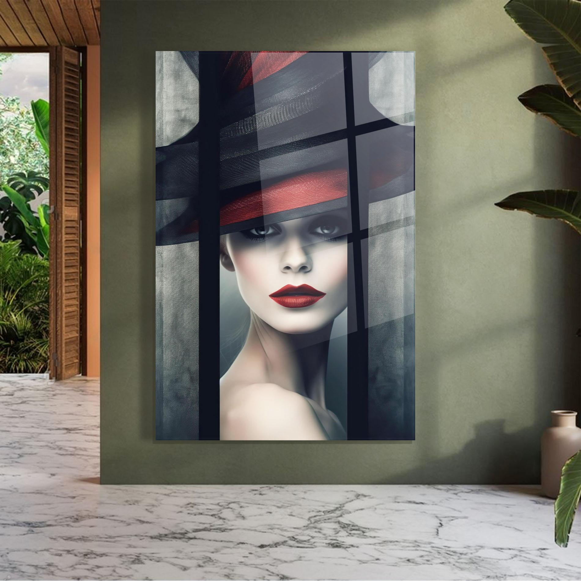 Tablou Sticla Big Red Black Hat mockup 7