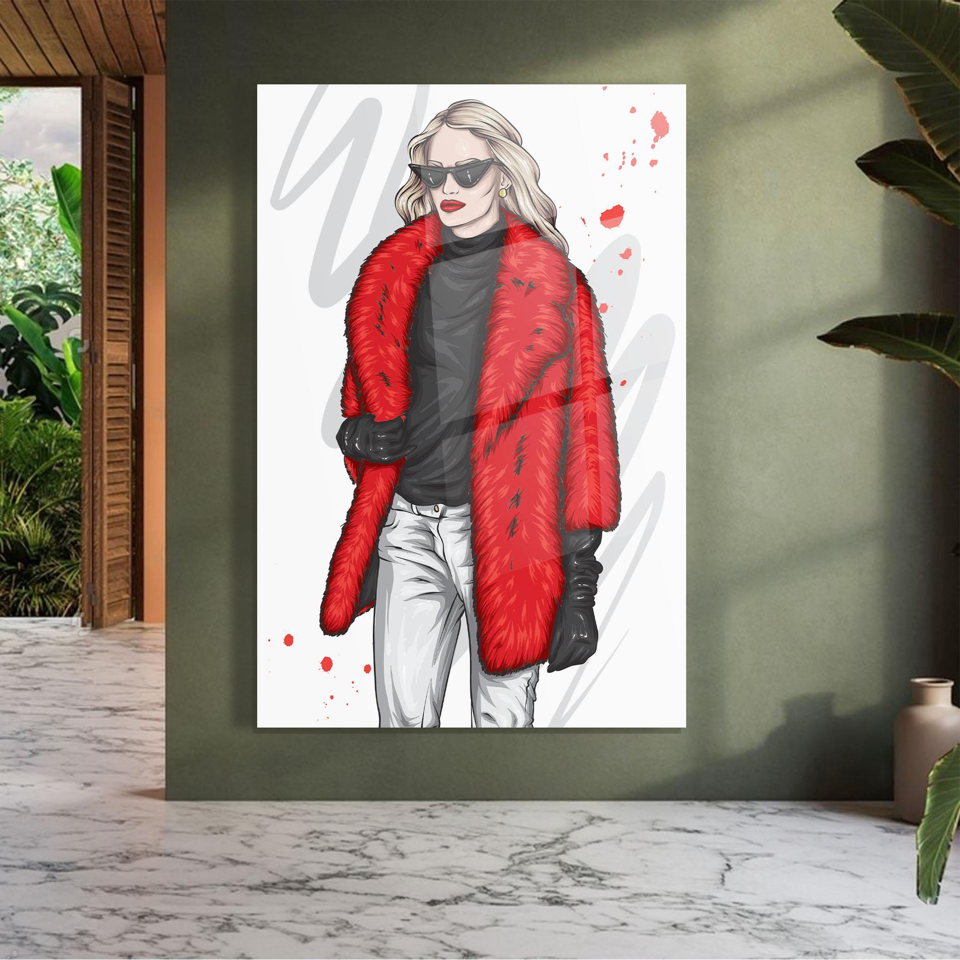 Tablou Sticla Black Blouse Woman mockup 7