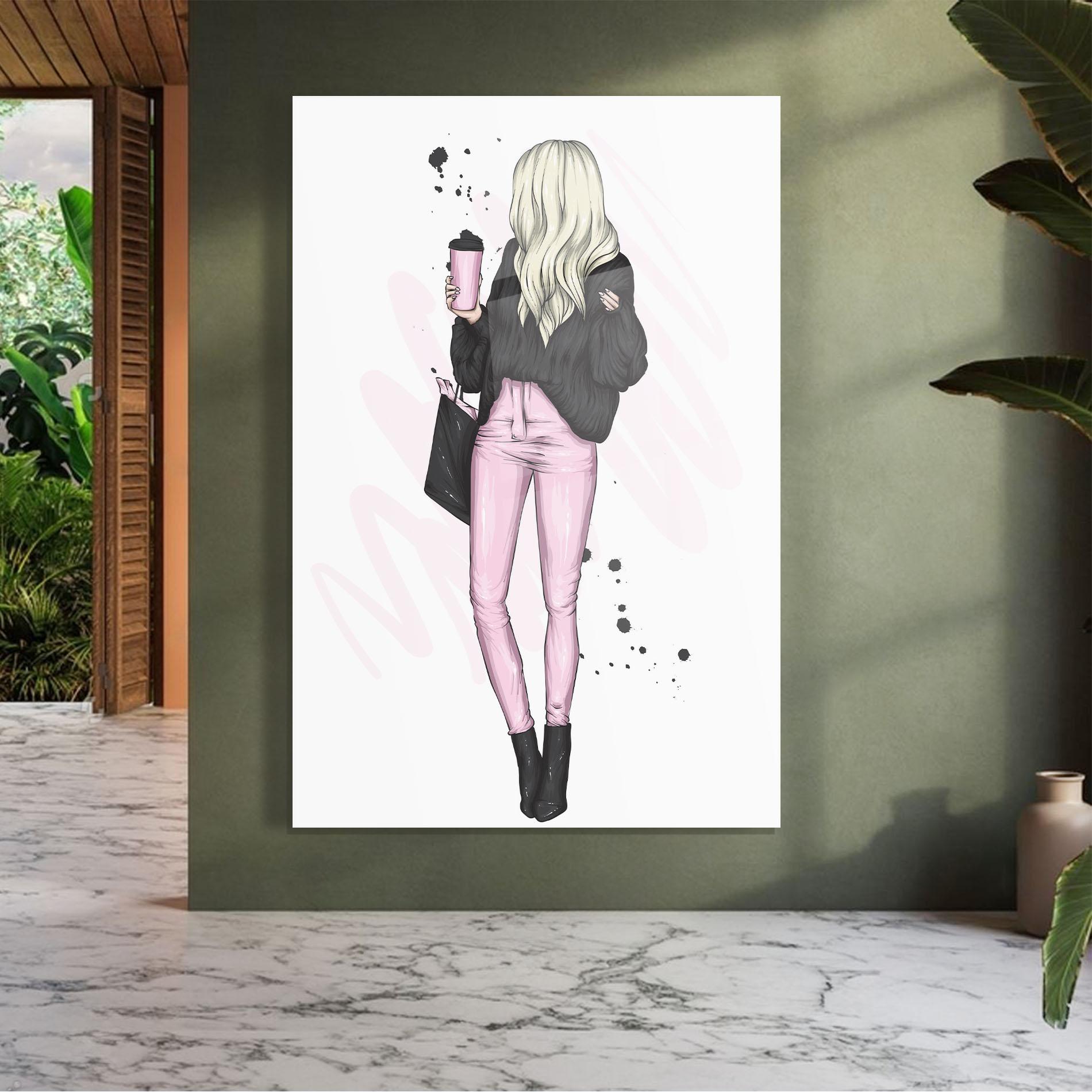 Tablou Sticla Black Pink Outfit mockup 7