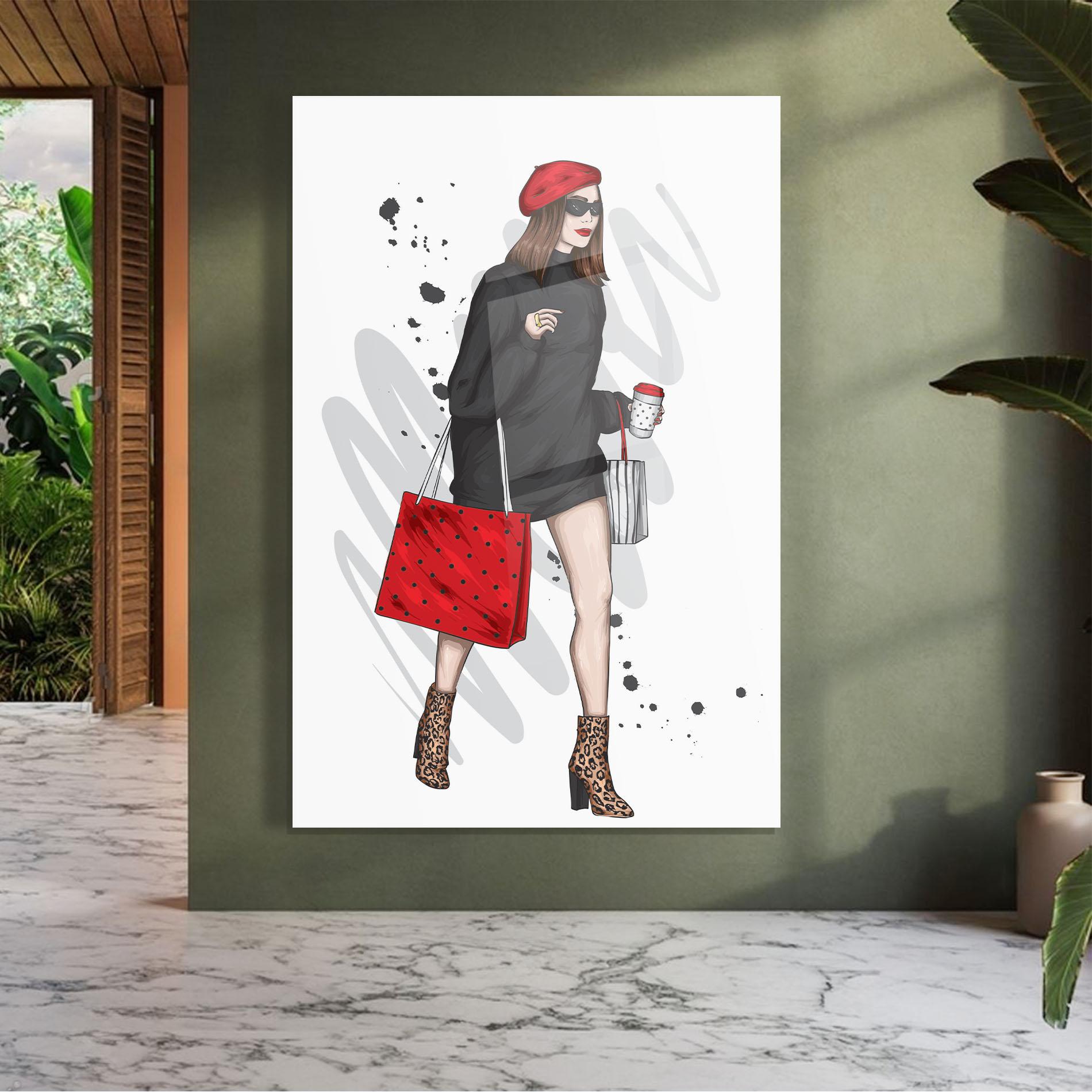 Tablou Sticla Black Red Outfit mockup 7