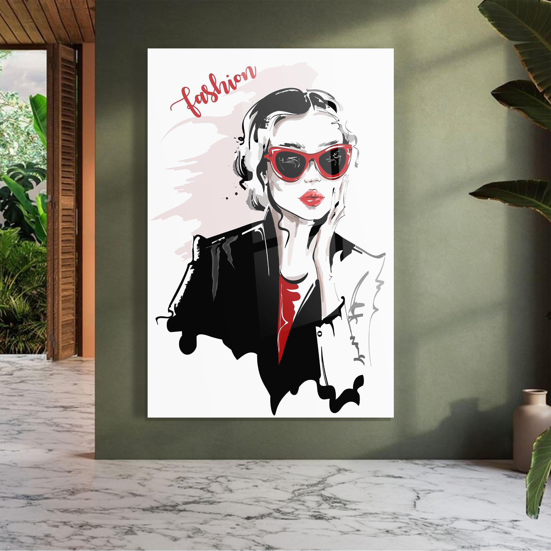 Tablou Sticla Fashion Red Glasses mockup 7