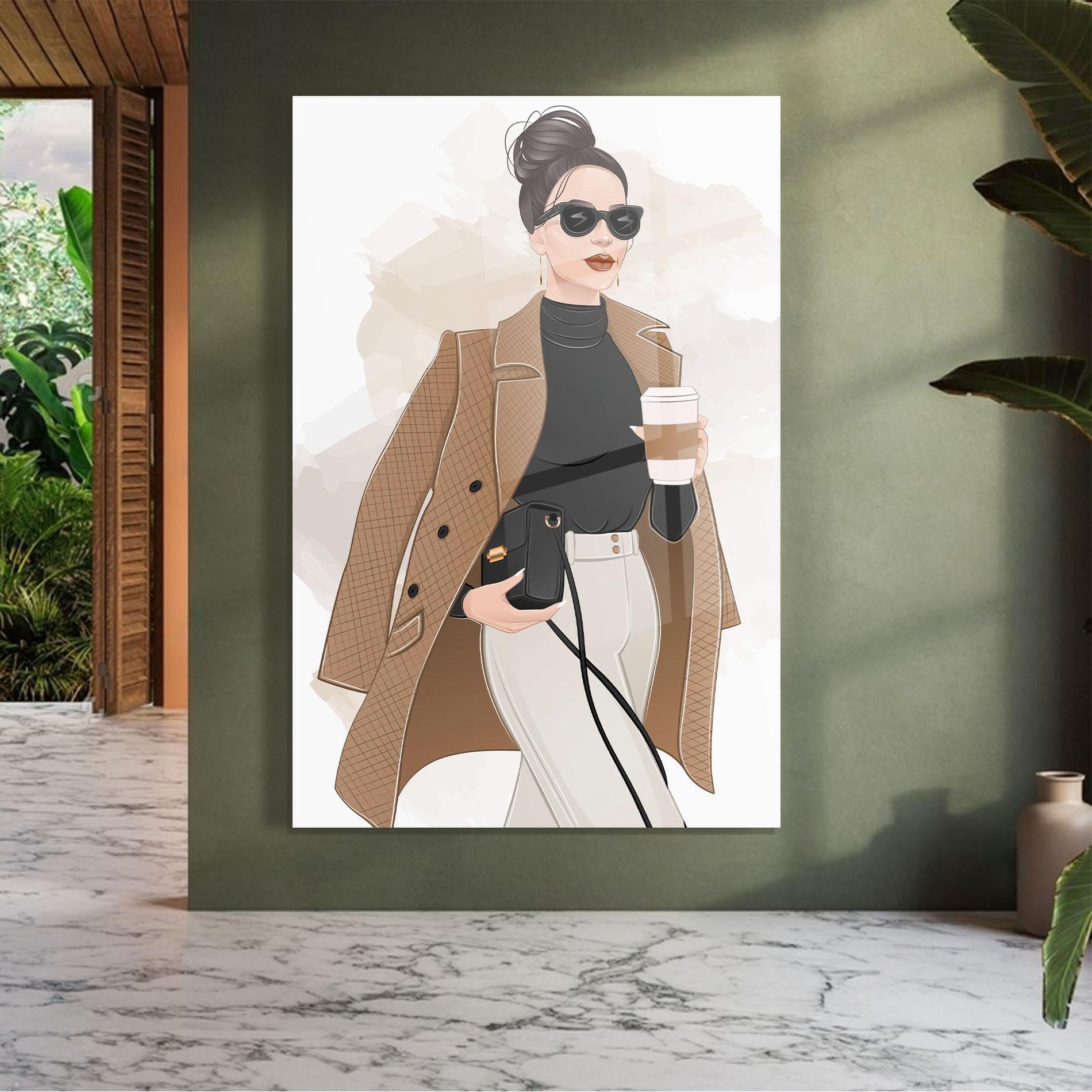 Tablou Sticla Modern Coffee Outfit mockup 7