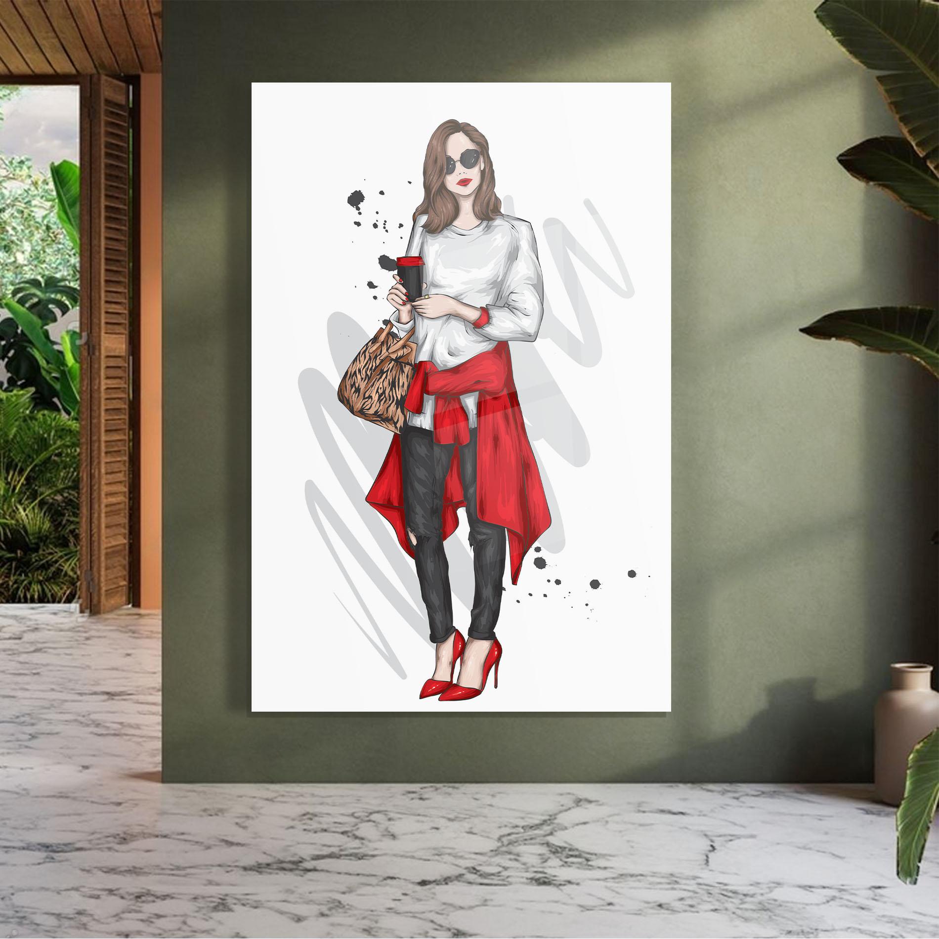 Tablou Sticla White Blouse Woman mockup 7