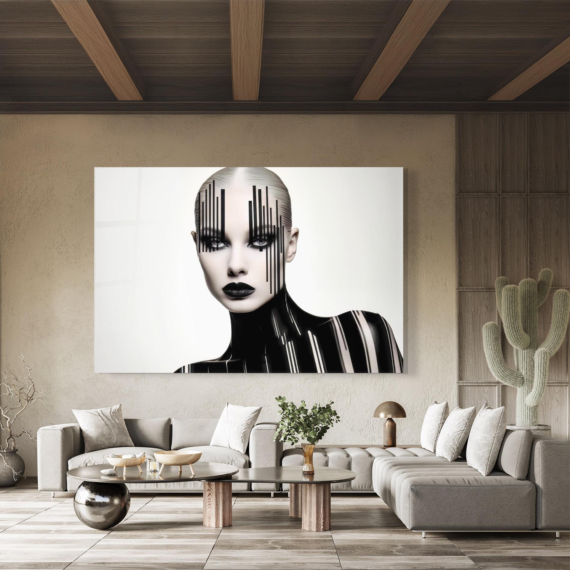 Tablou Sticla Black Lips And Outfit mockup 8