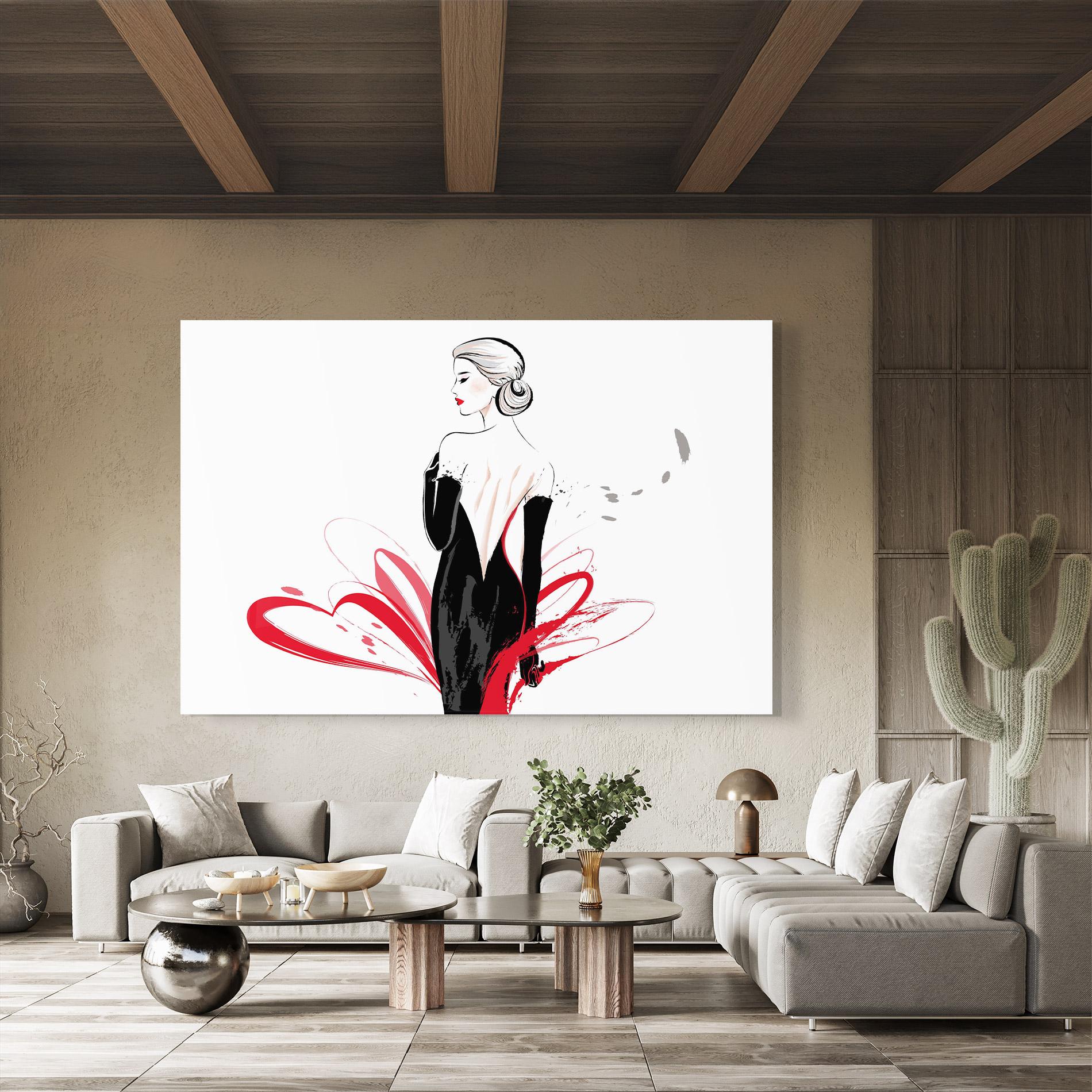 Tablou Sticla Black Red Dress mockup 8