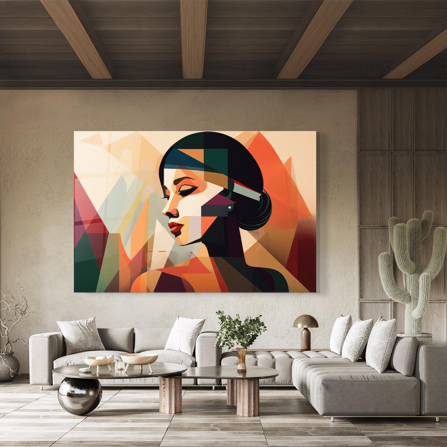 Tablou Sticla Bold Shapes Lines mockup 8