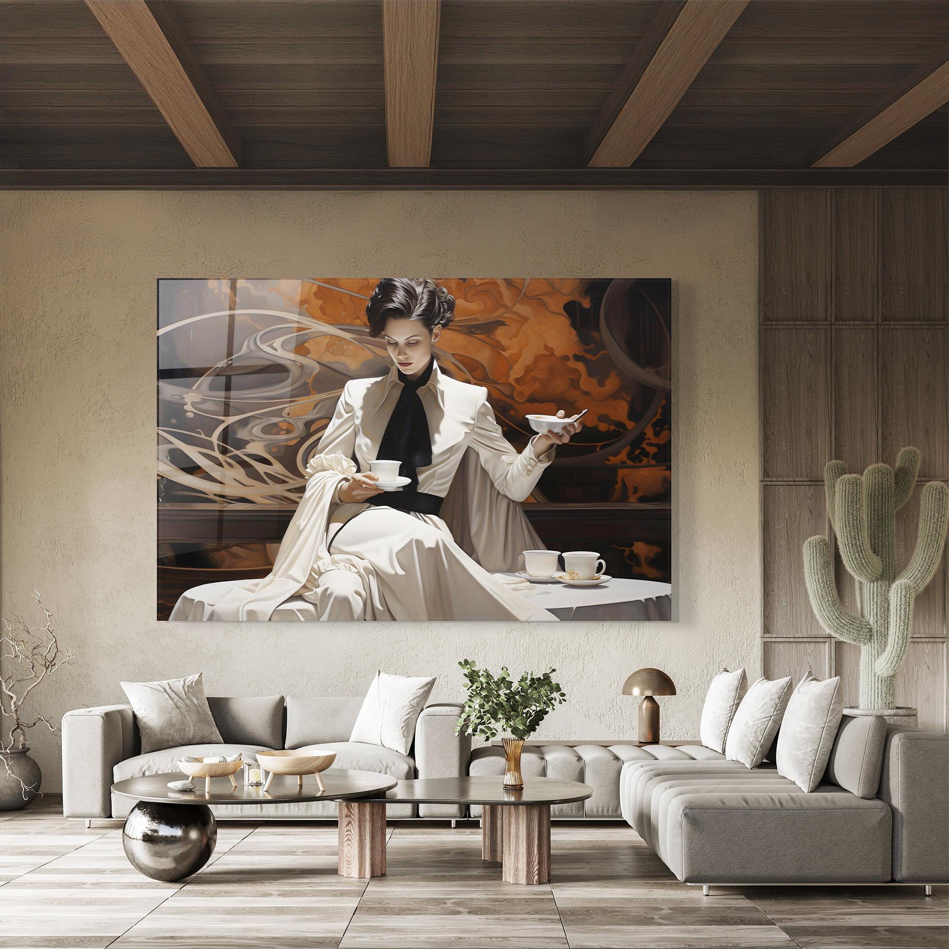 Tablou Sticla Coffee Woman mockup 8