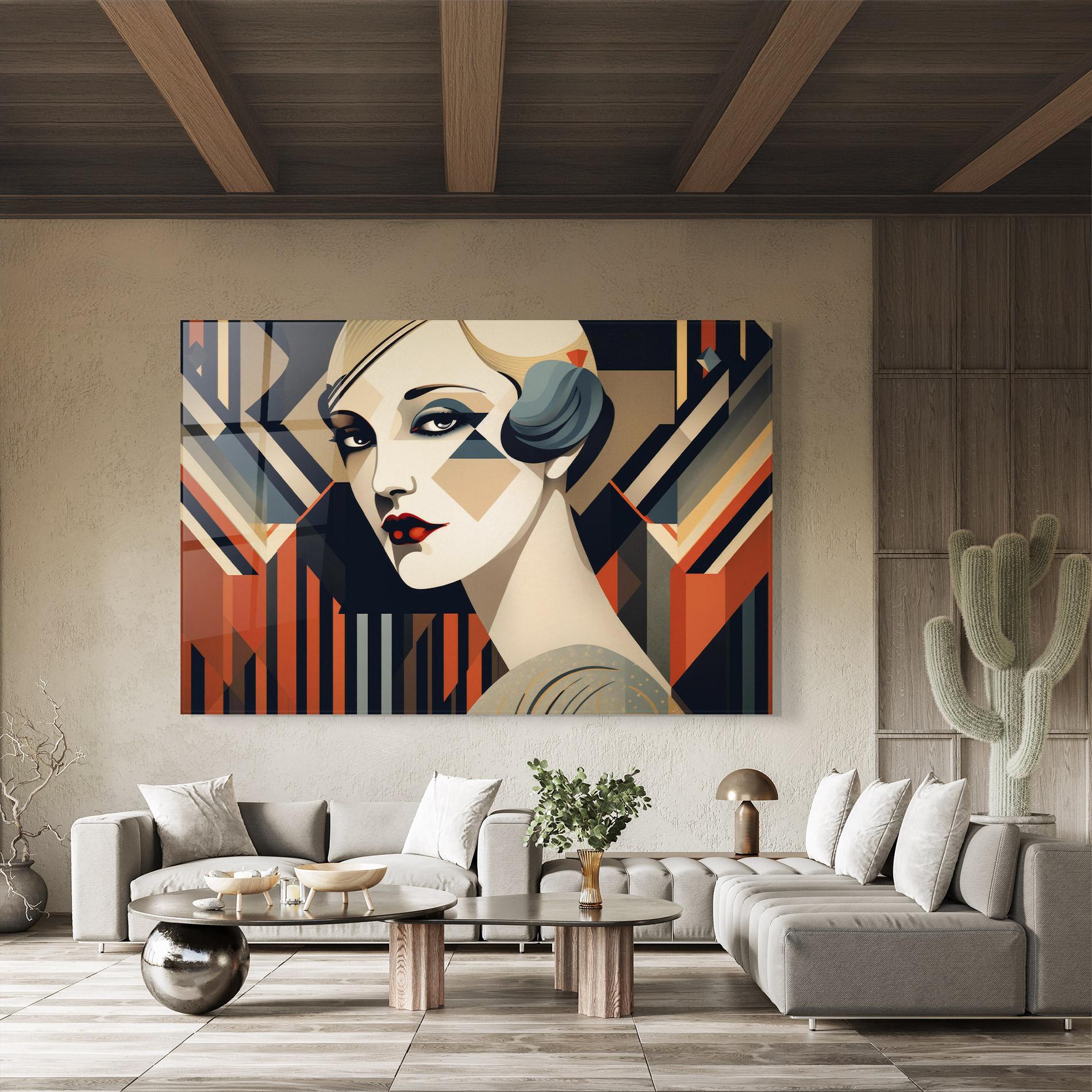 Tablou Sticla Elegant Portrait Woman mockup 8