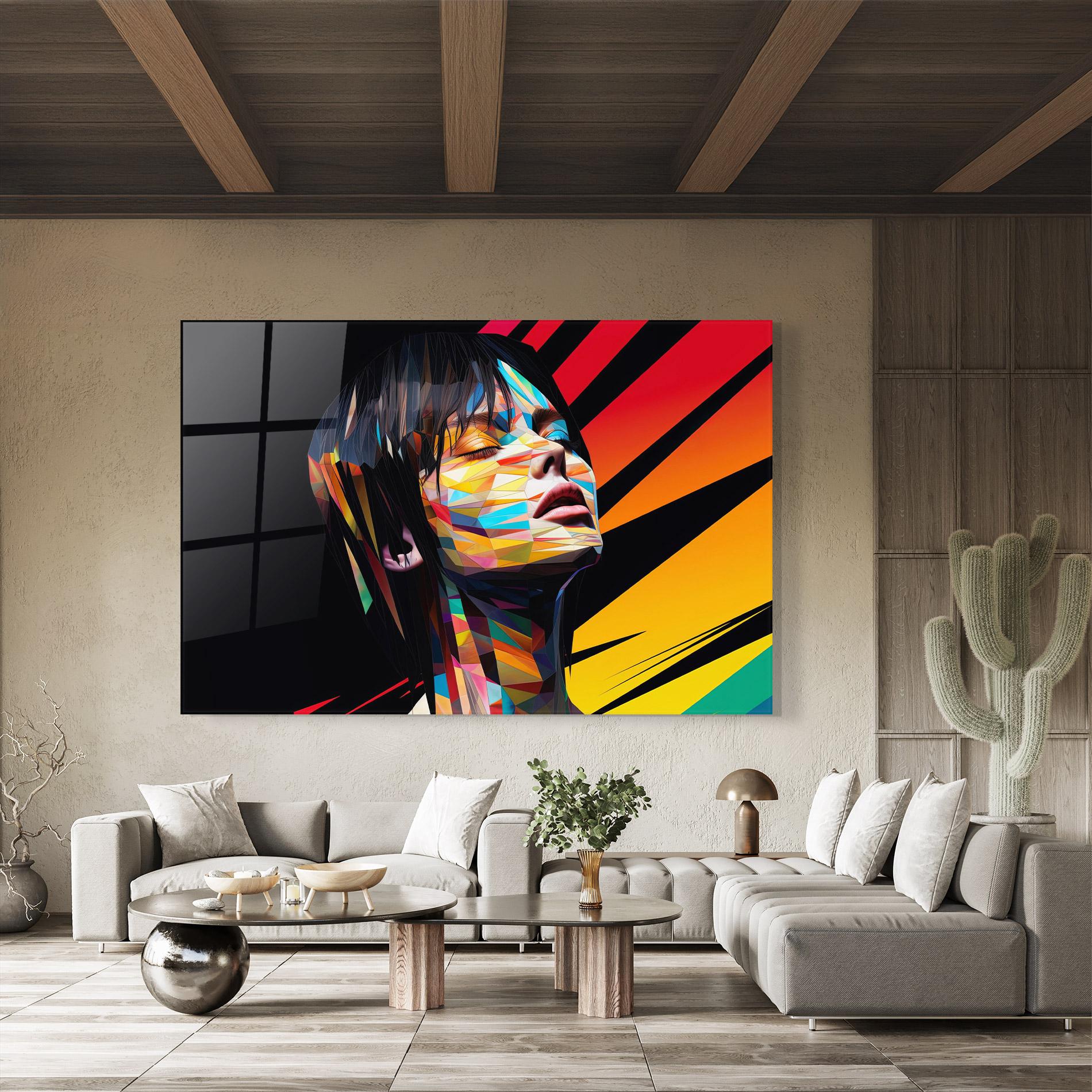 Tablou Sticla Glitchy Woman mockup 8