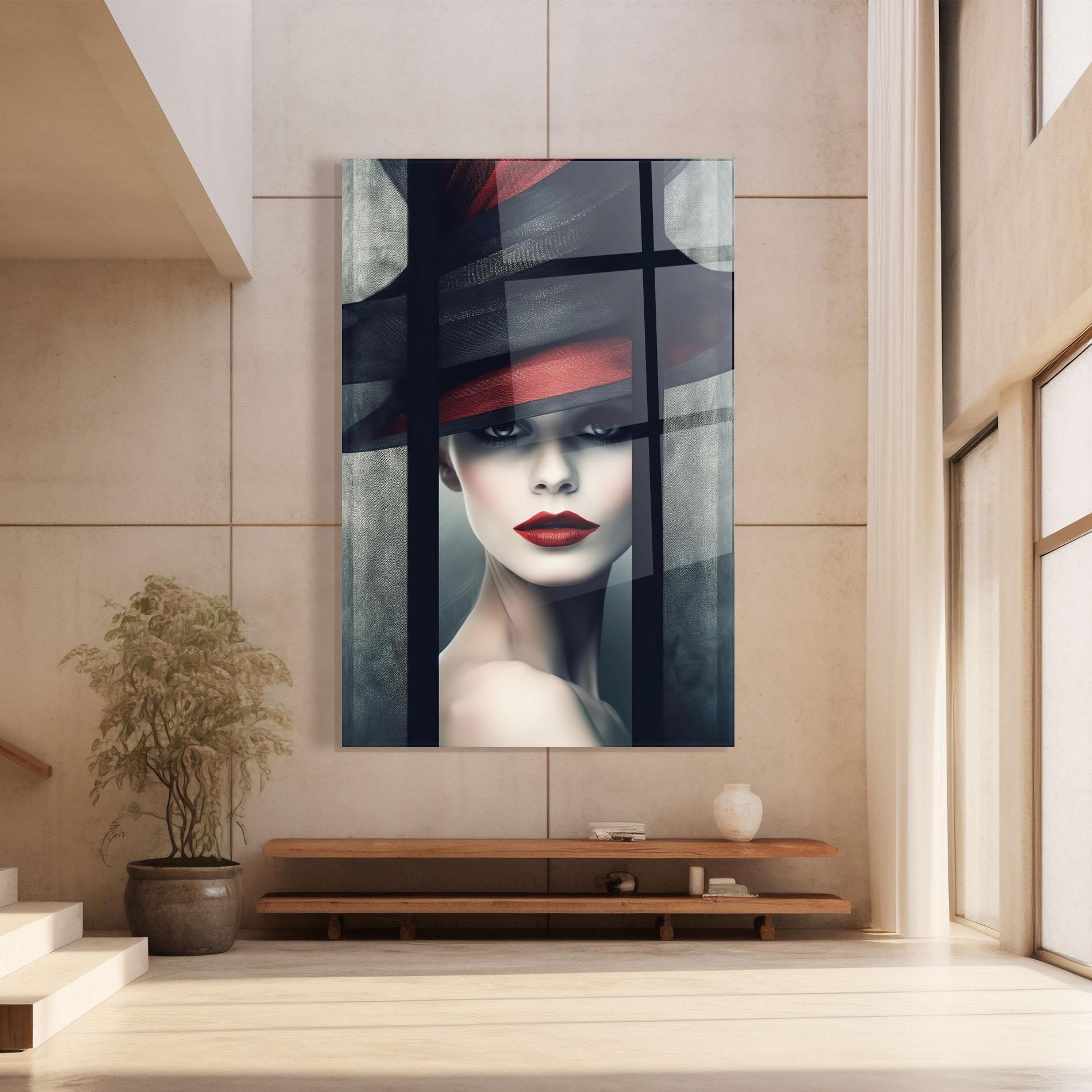 Tablou Sticla Big Red Black Hat mockup 8