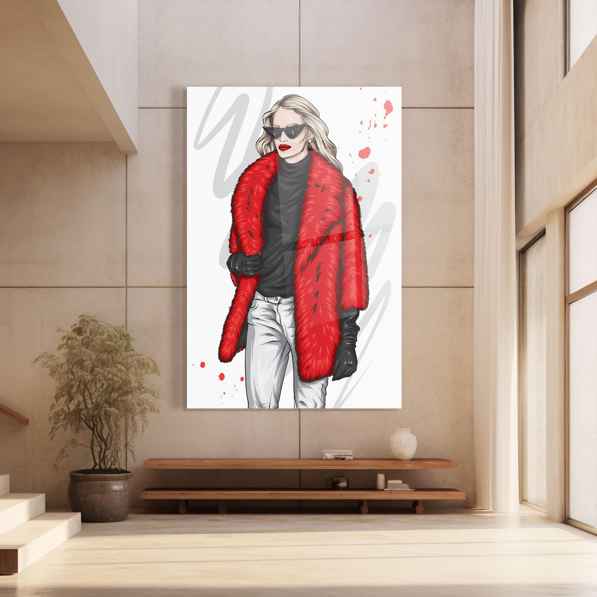 Tablou Sticla Black Blouse Woman mockup 8