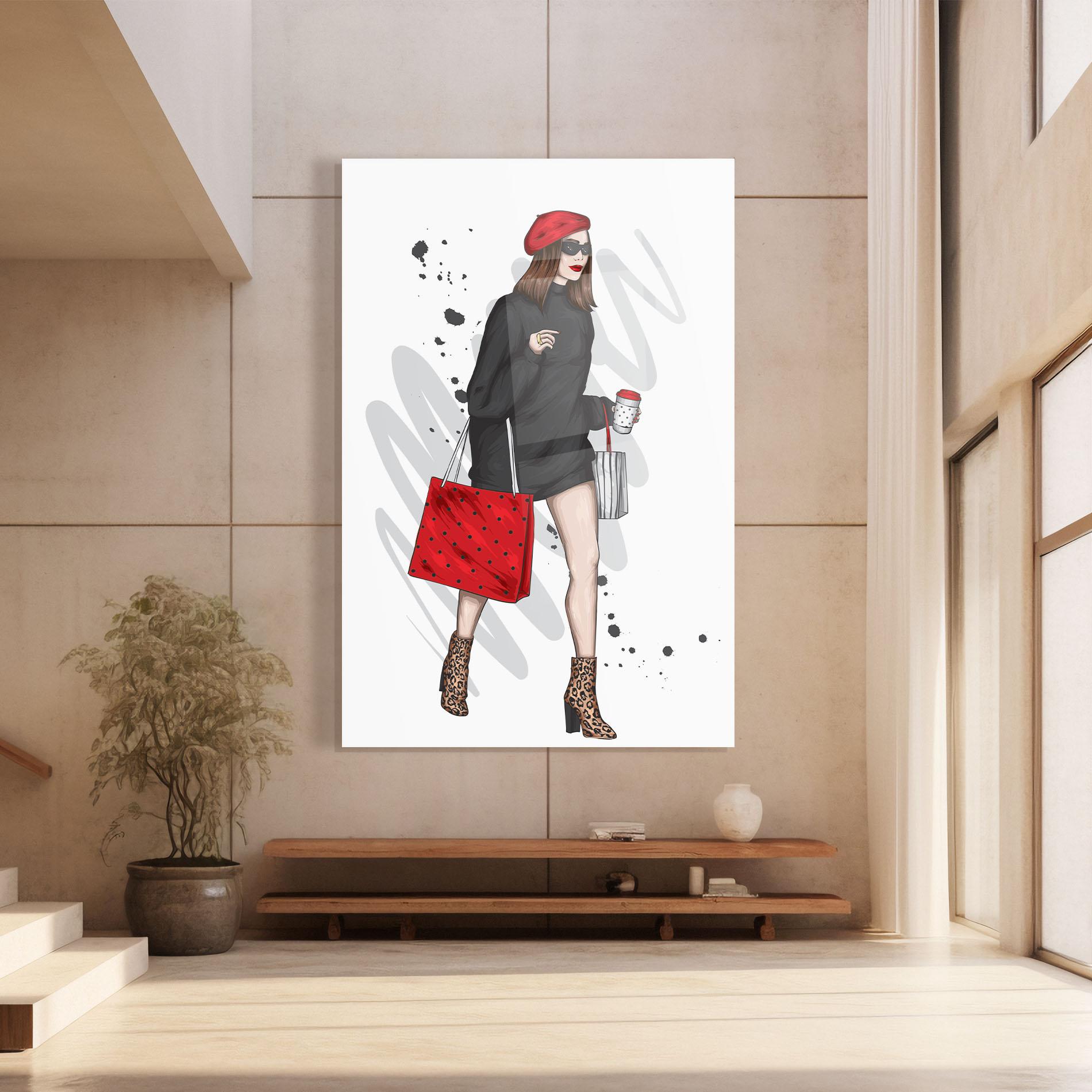 Tablou Sticla Black Red Outfit mockup 8
