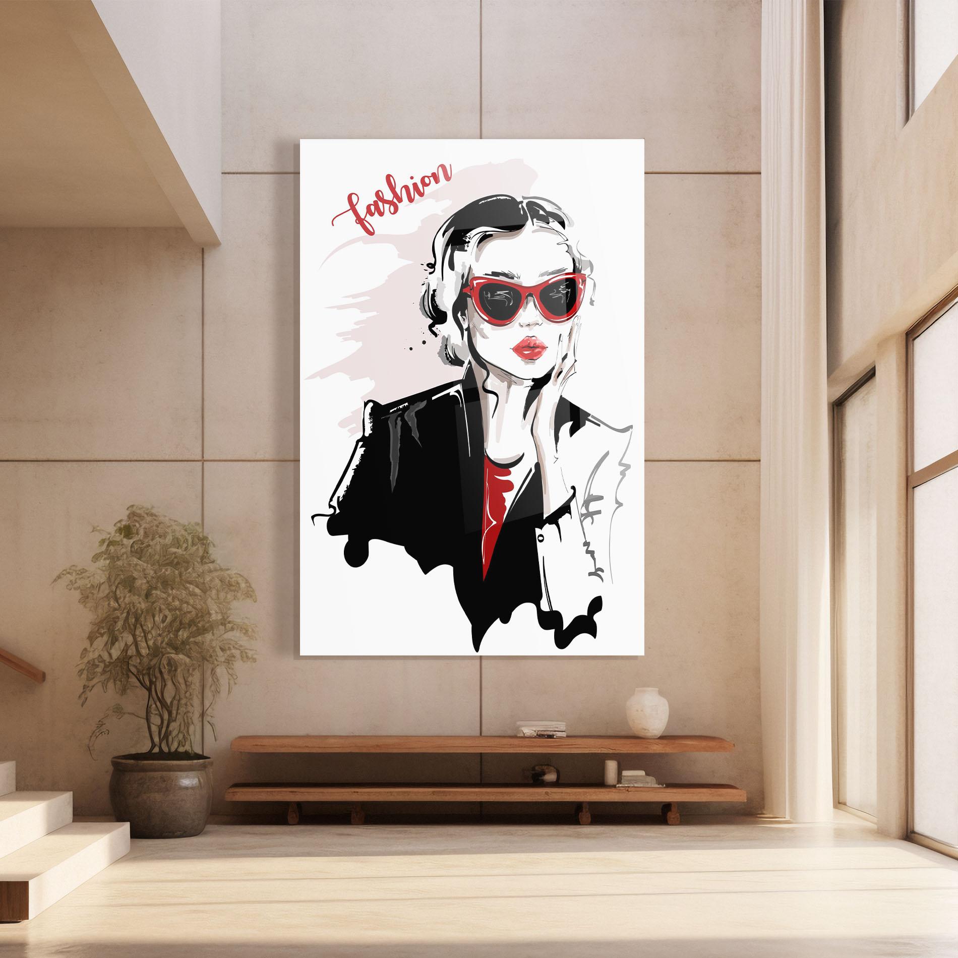 Tablou Sticla Fashion Red Glasses mockup 8