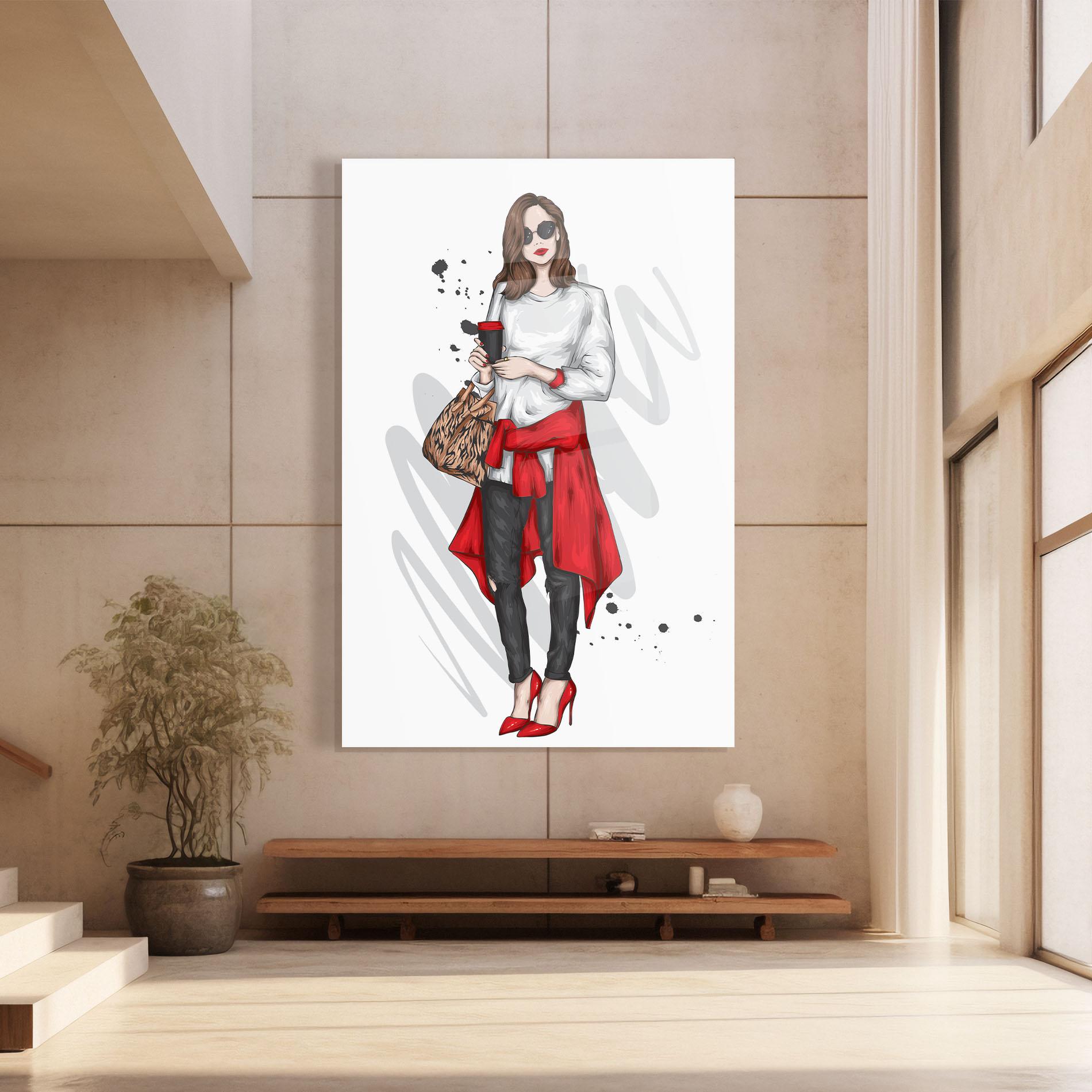 Tablou Sticla White Blouse Woman mockup 8