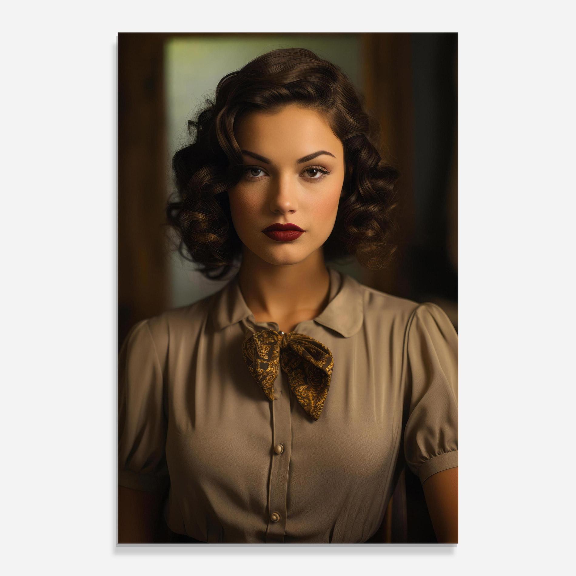 Tablou Sticla Beige Vintage Blouse mockup 0