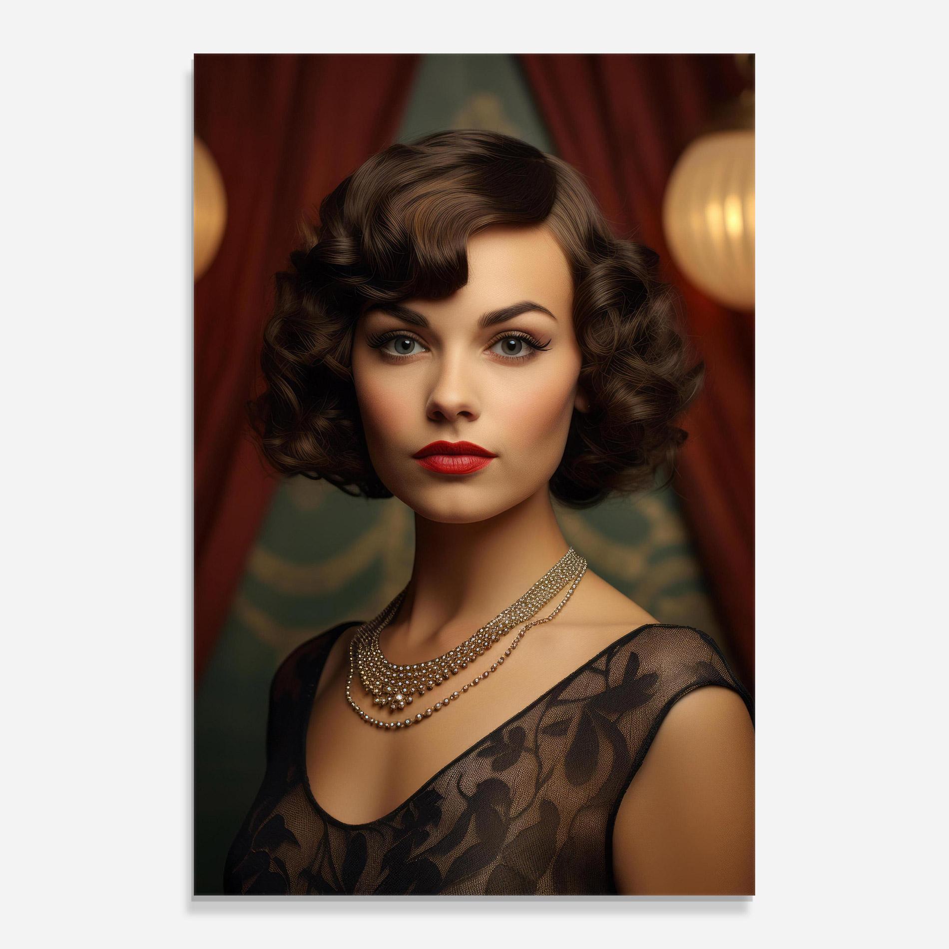 Tablou Sticla Elegant Vintage Woman mockup 0