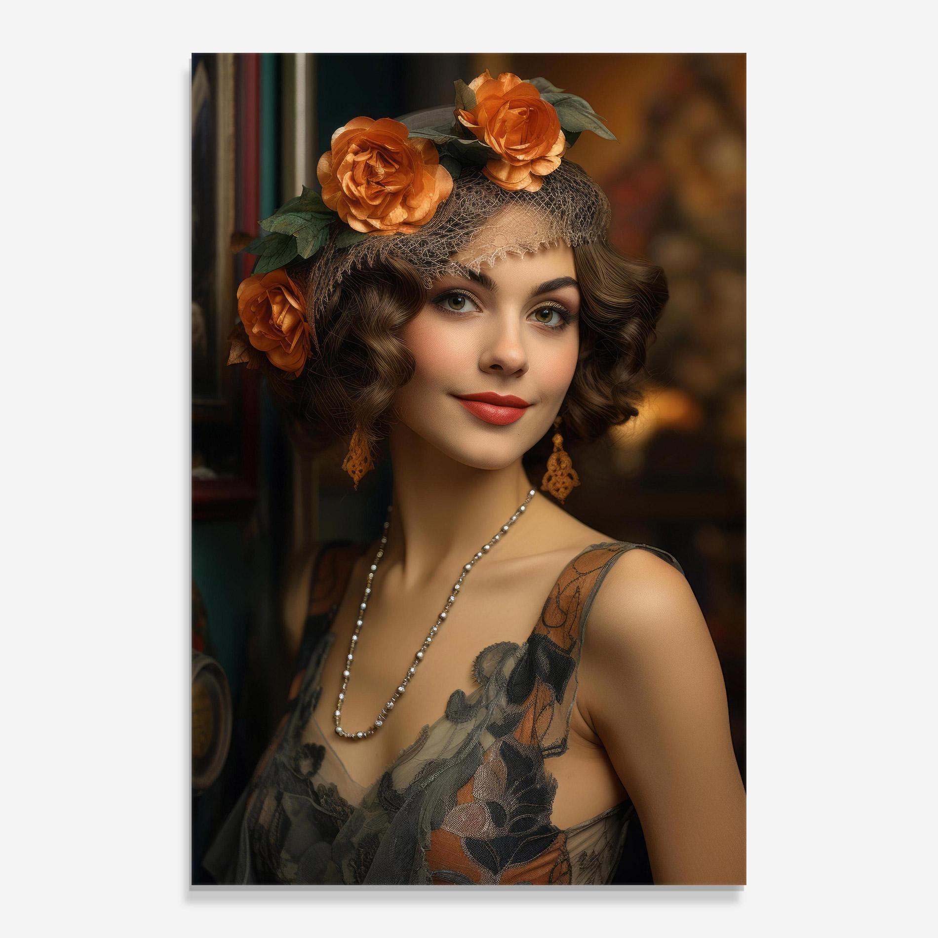 Tablou Sticla Orange Vintage Roses mockup 0