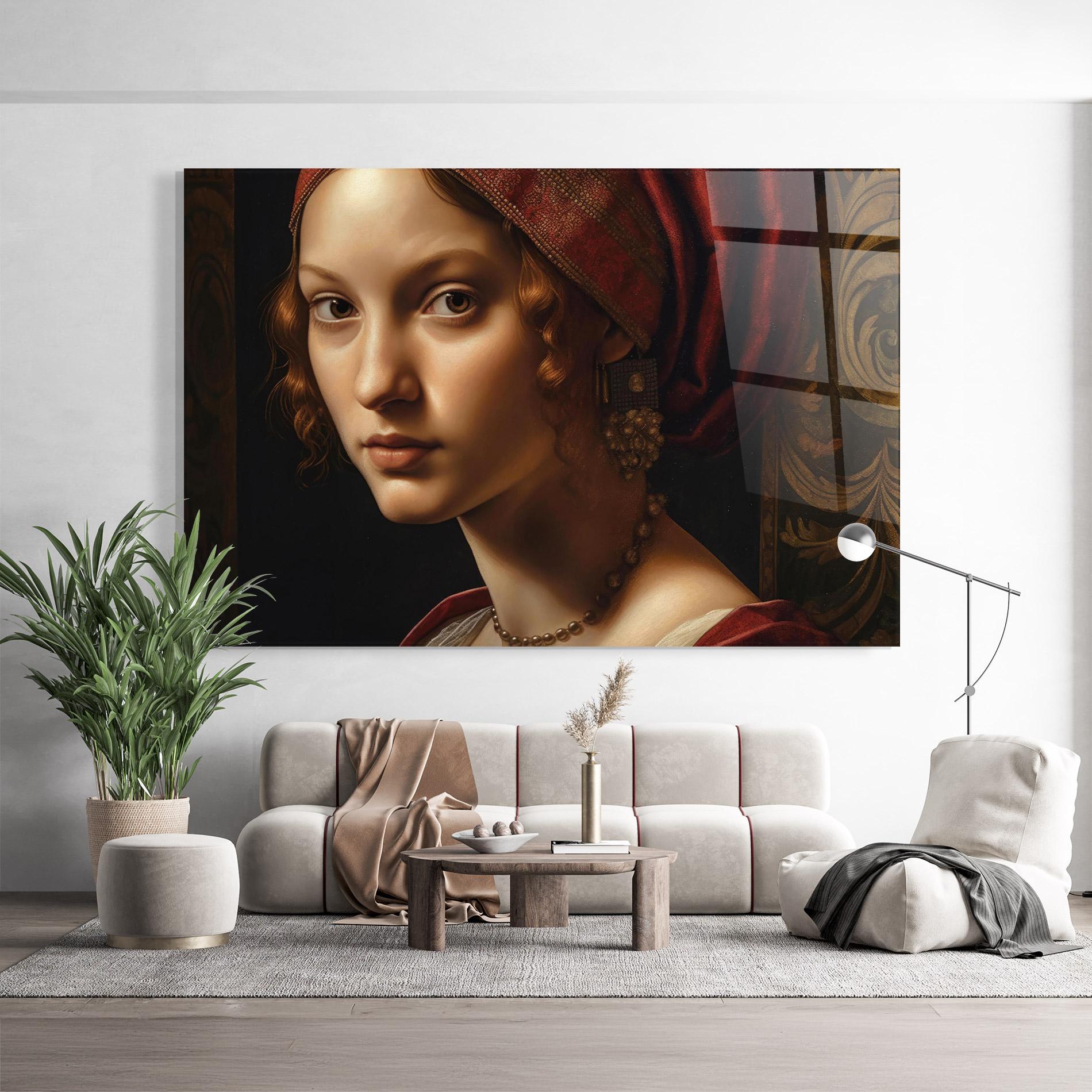 Tablou Sticla Red Hair Woman Art mockup 9